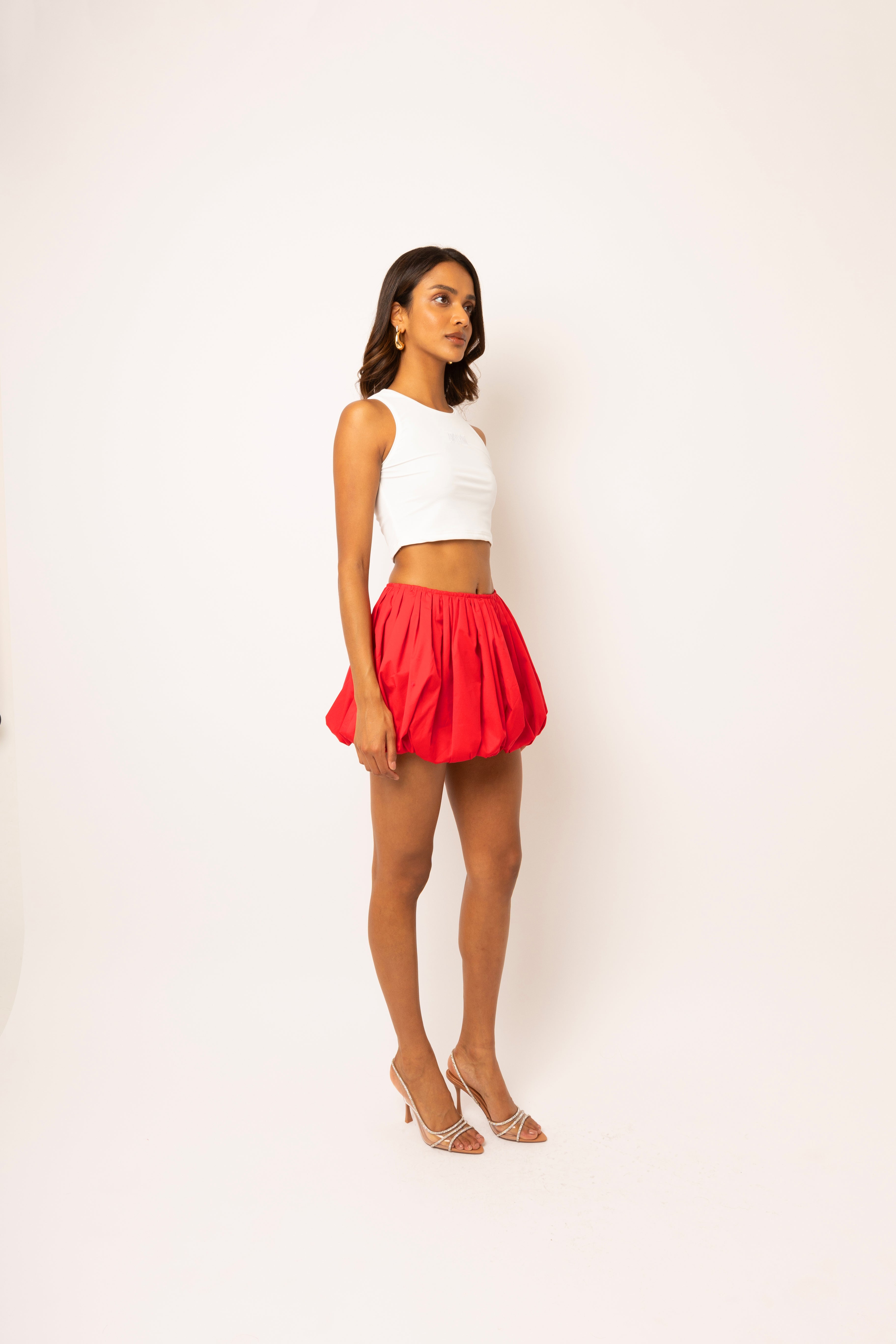 Claudia Pure Cotton Cherry Red Ultra Mini Puffball Skirt