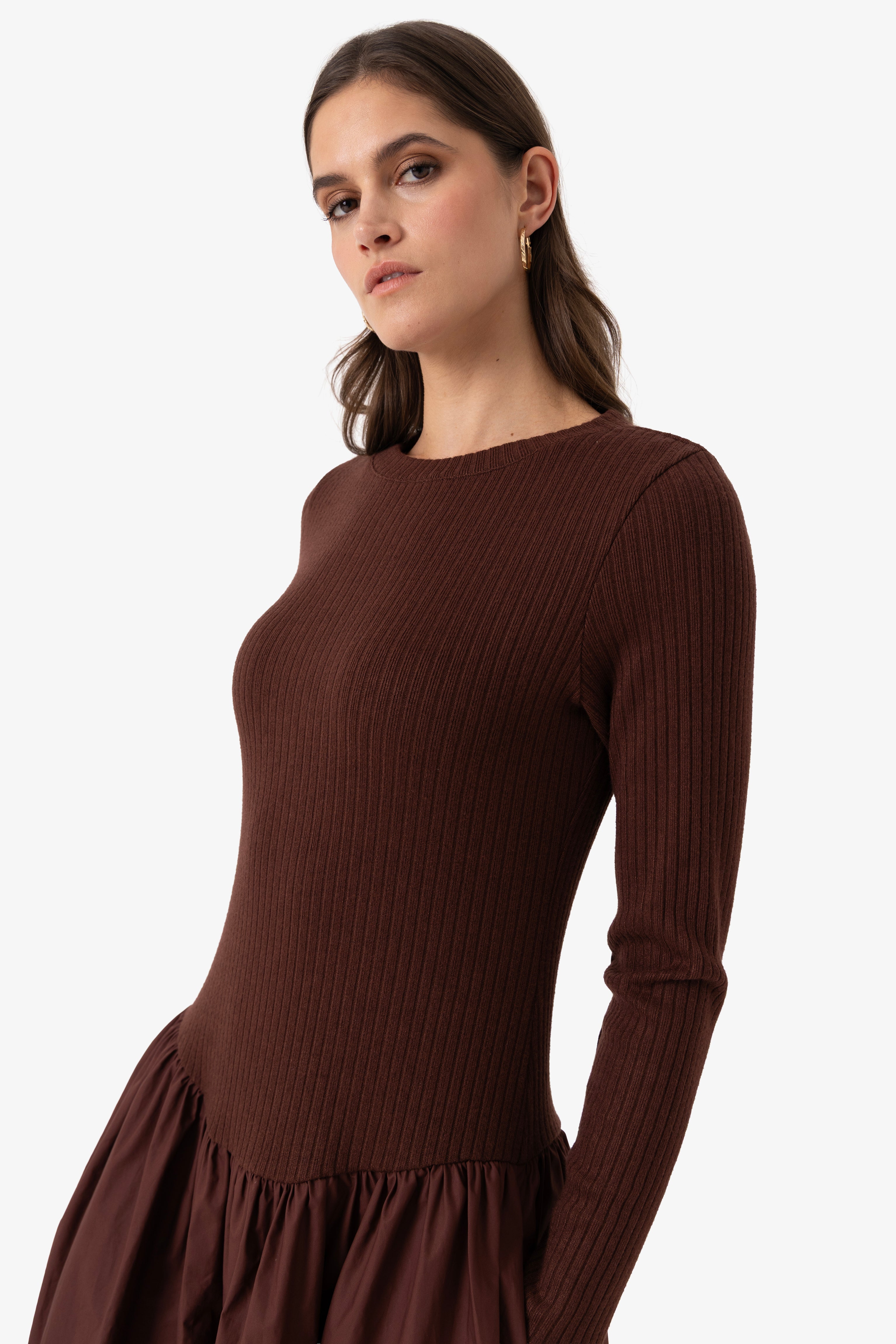 Jaquie Knitted Bodice Cotton contrast Maxi Dress