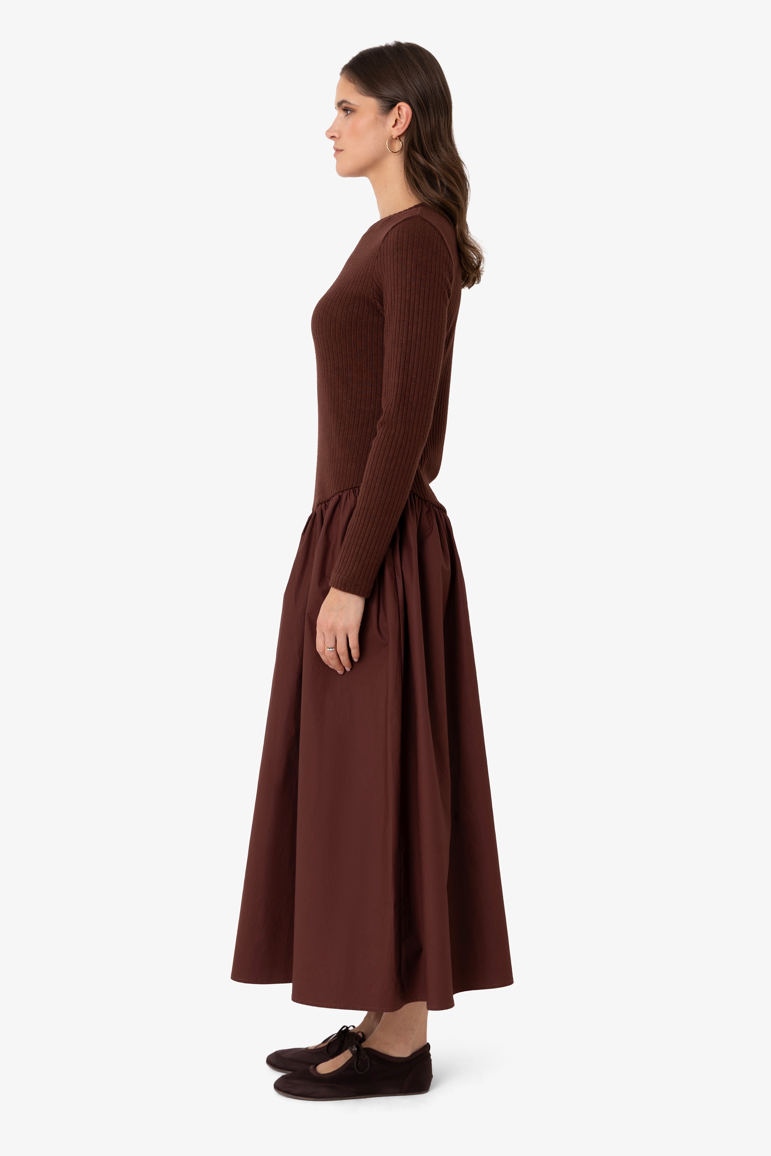 Jaquie Knitted Bodice Cotton contrast Maxi Dress