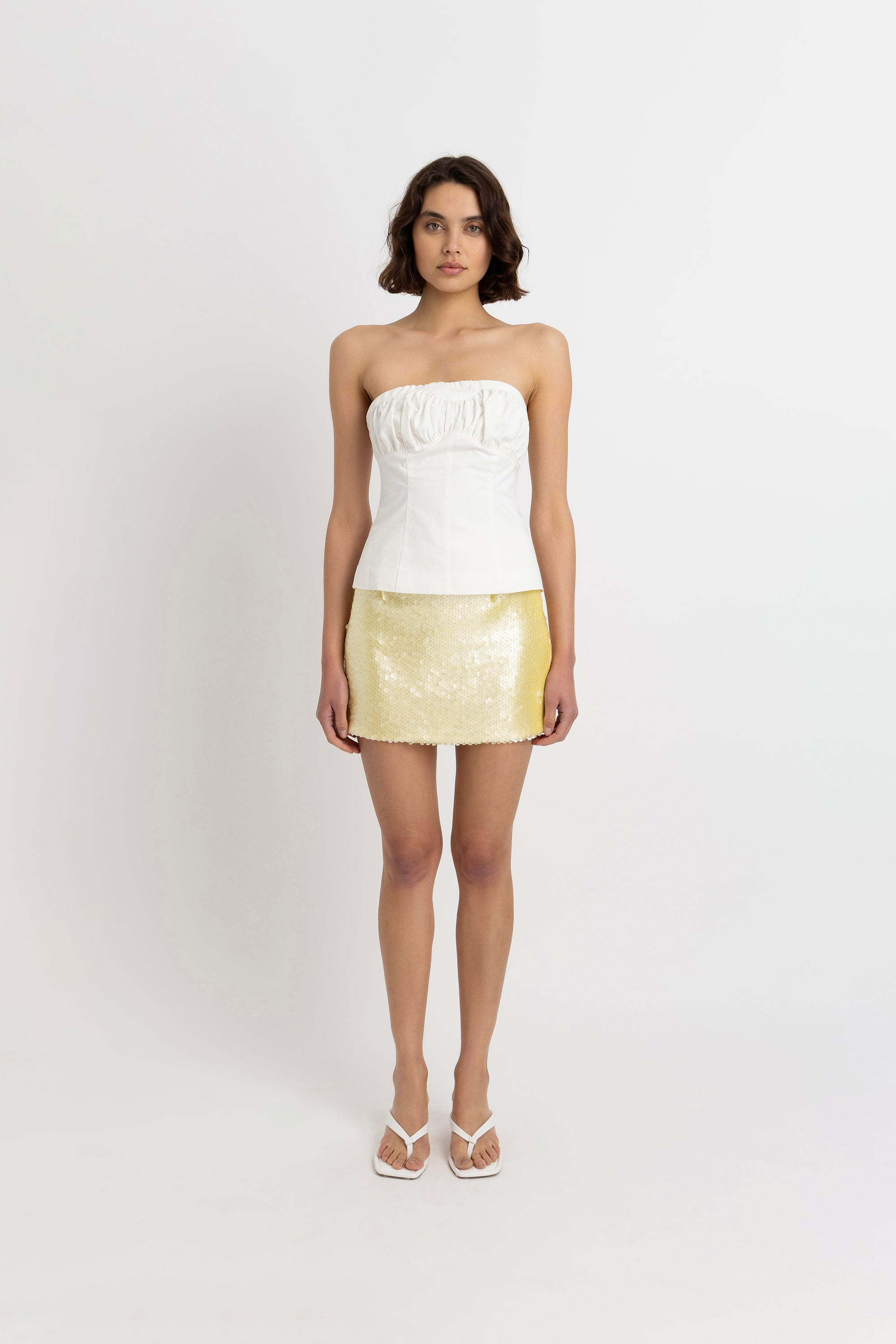 Tyma White Pure Cotton Bardot Sweetheart Top