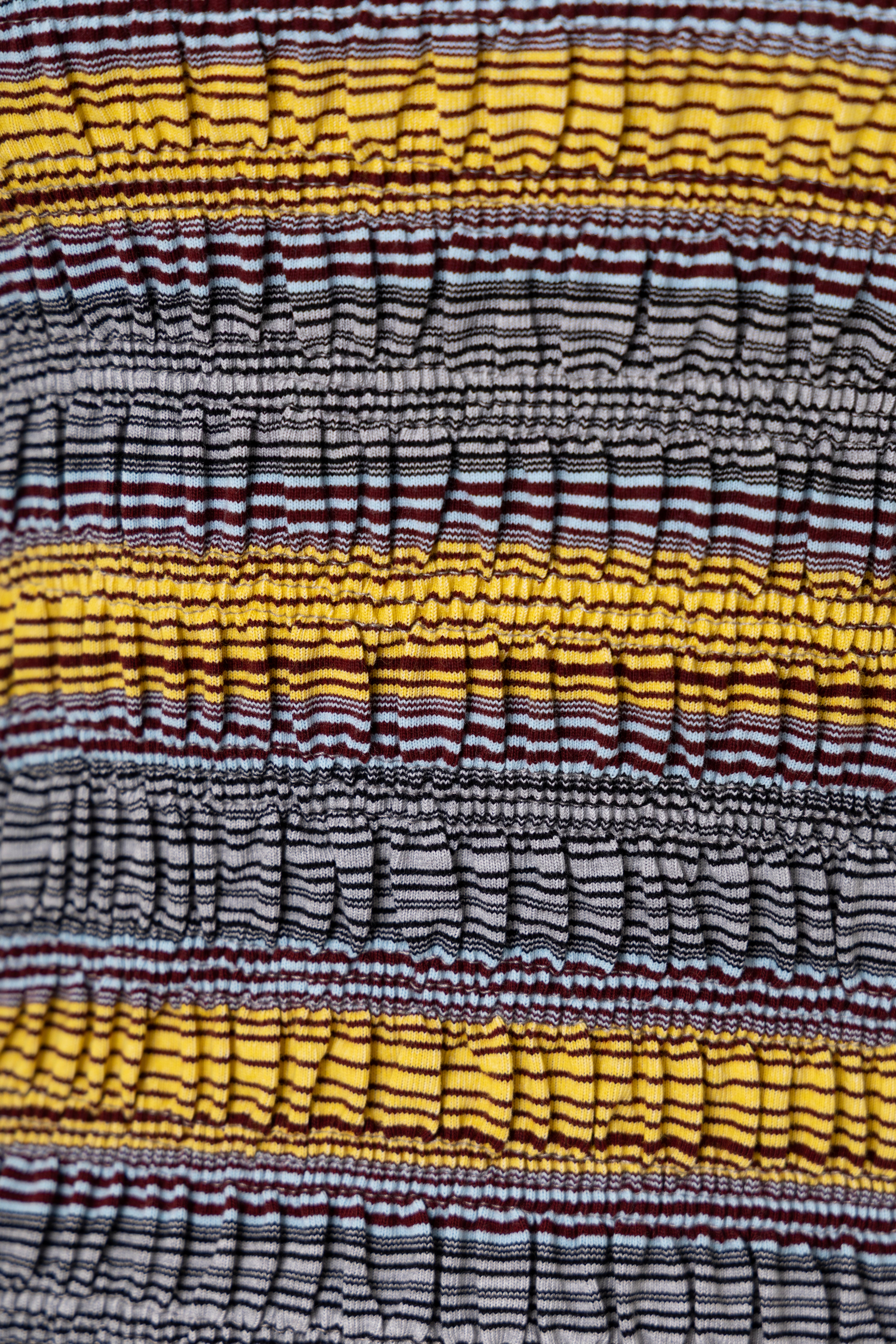 Romy Multi Stripe Smocked Cotton Knitted Top