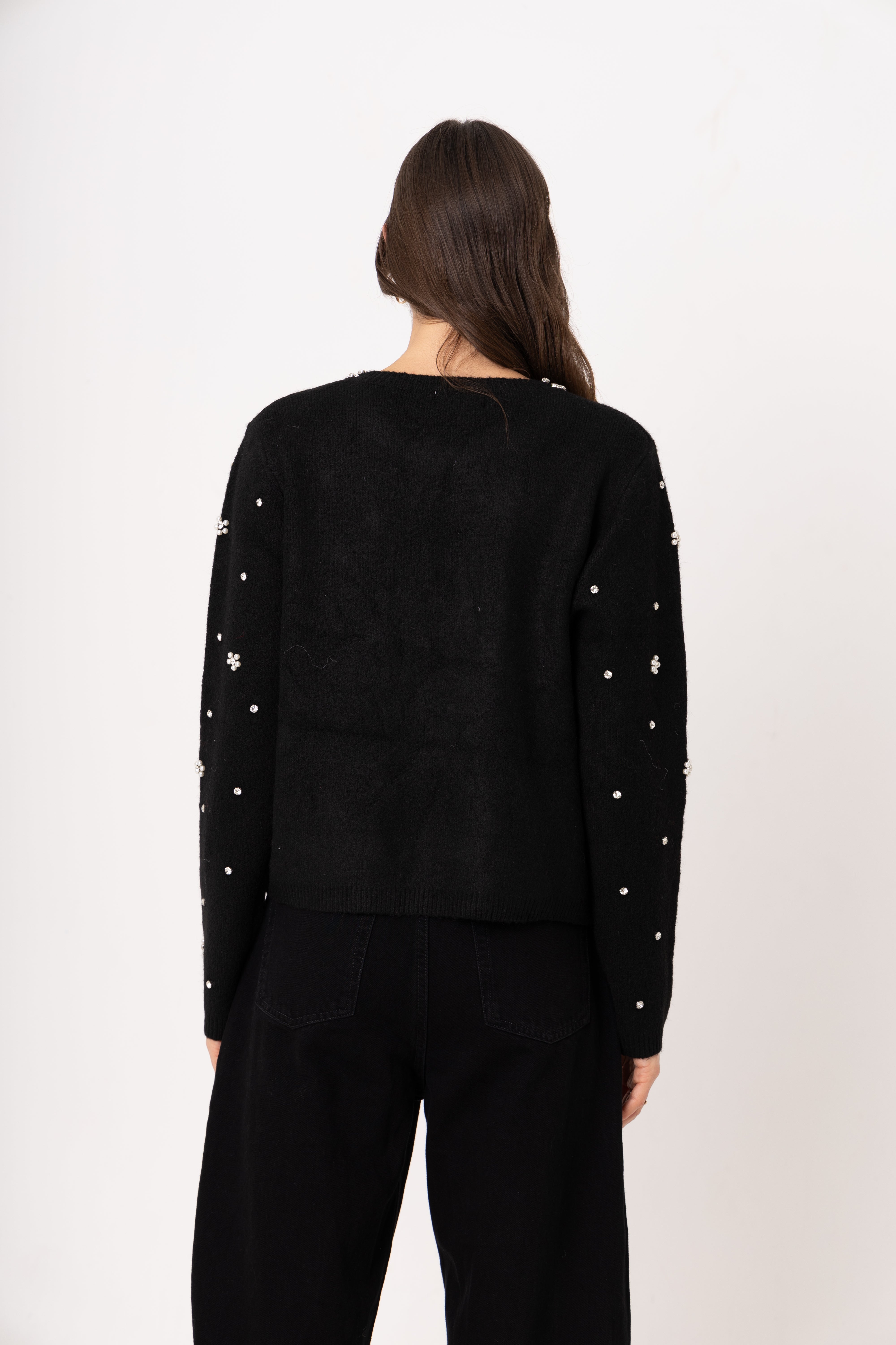 Luna Black Embellished Knitted Cardigan