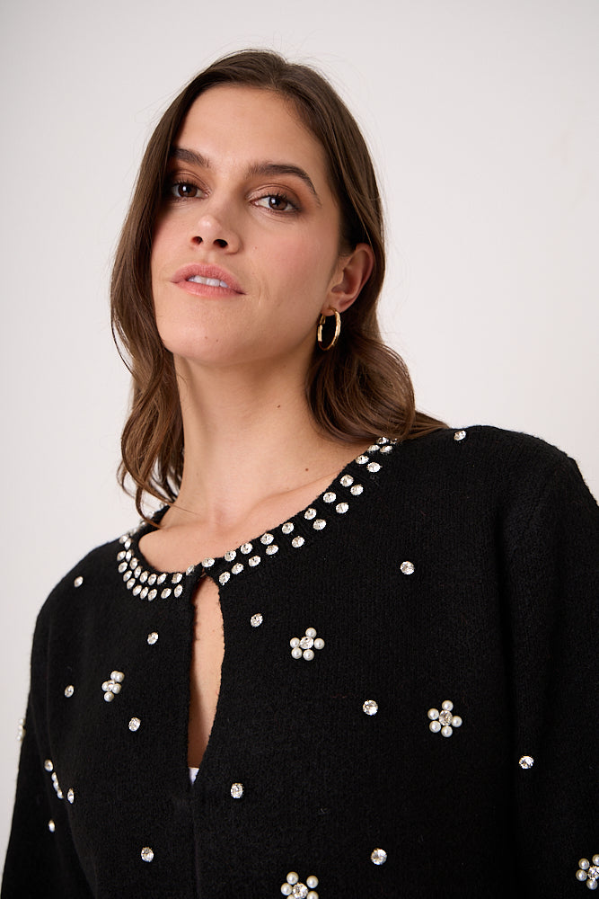 Luna Black Embellished Knitted Cardigan