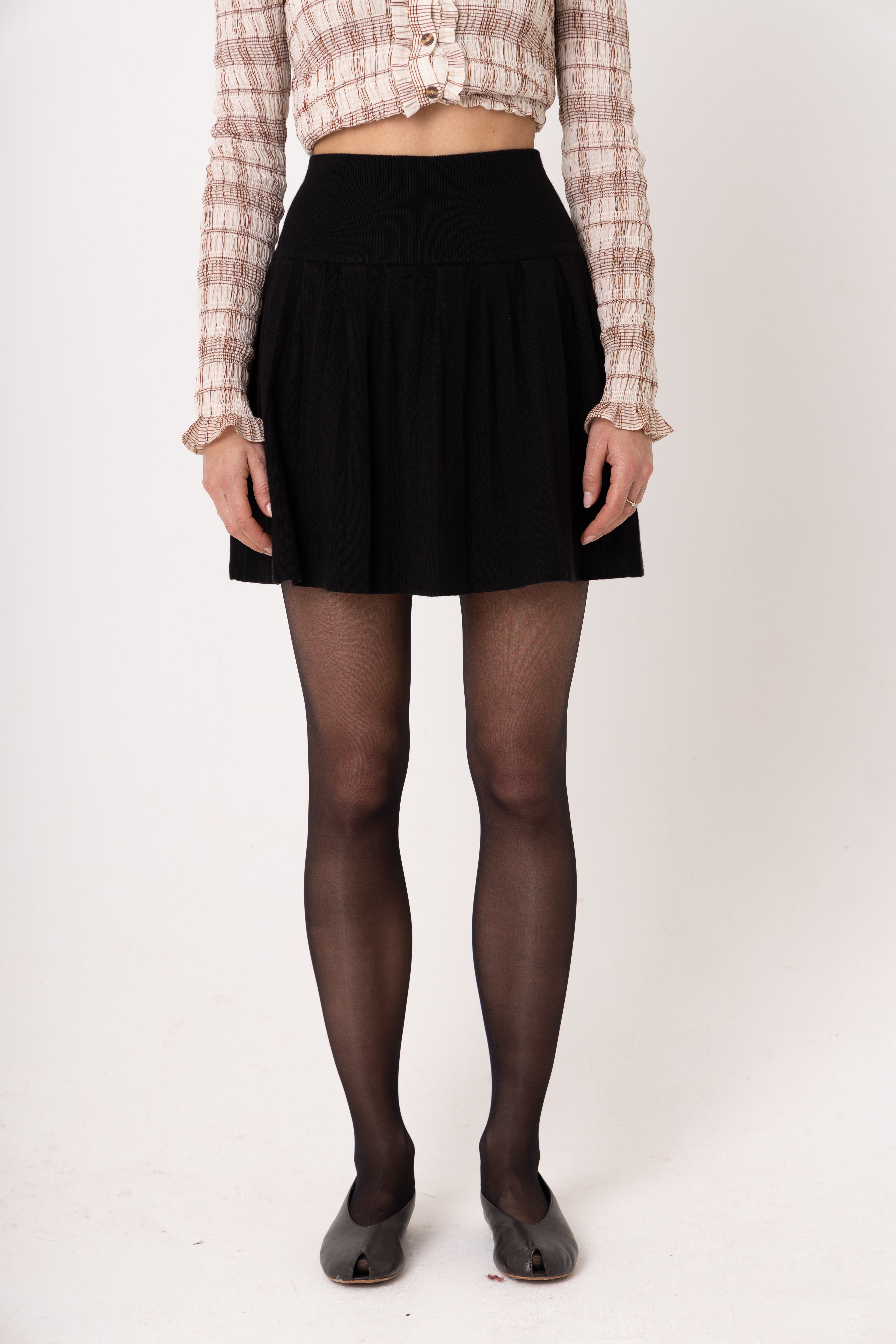 Clemmie Viscose Knitted Pleated Mini Skirt