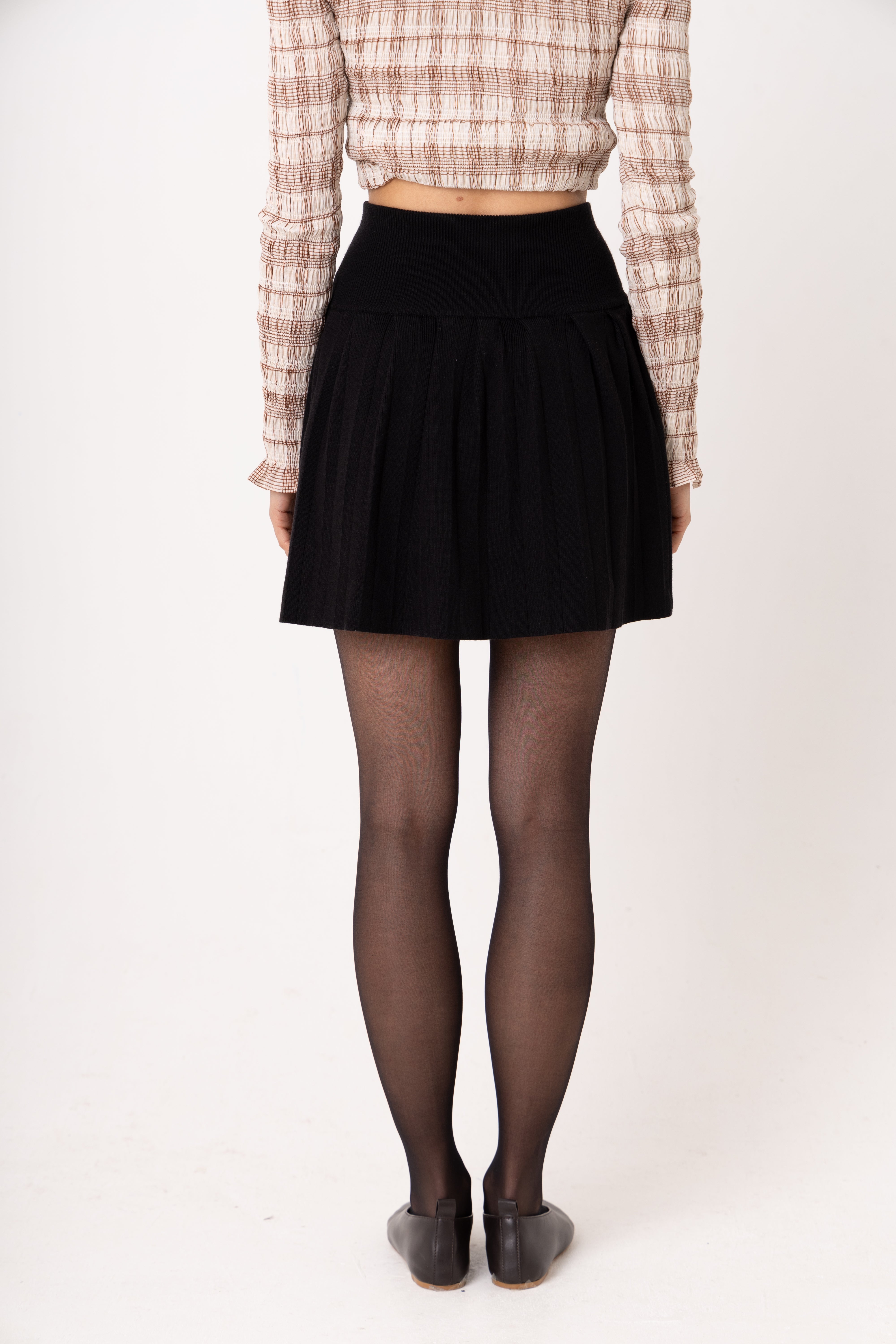 Clemmie Viscose Knitted Pleated Mini Skirt