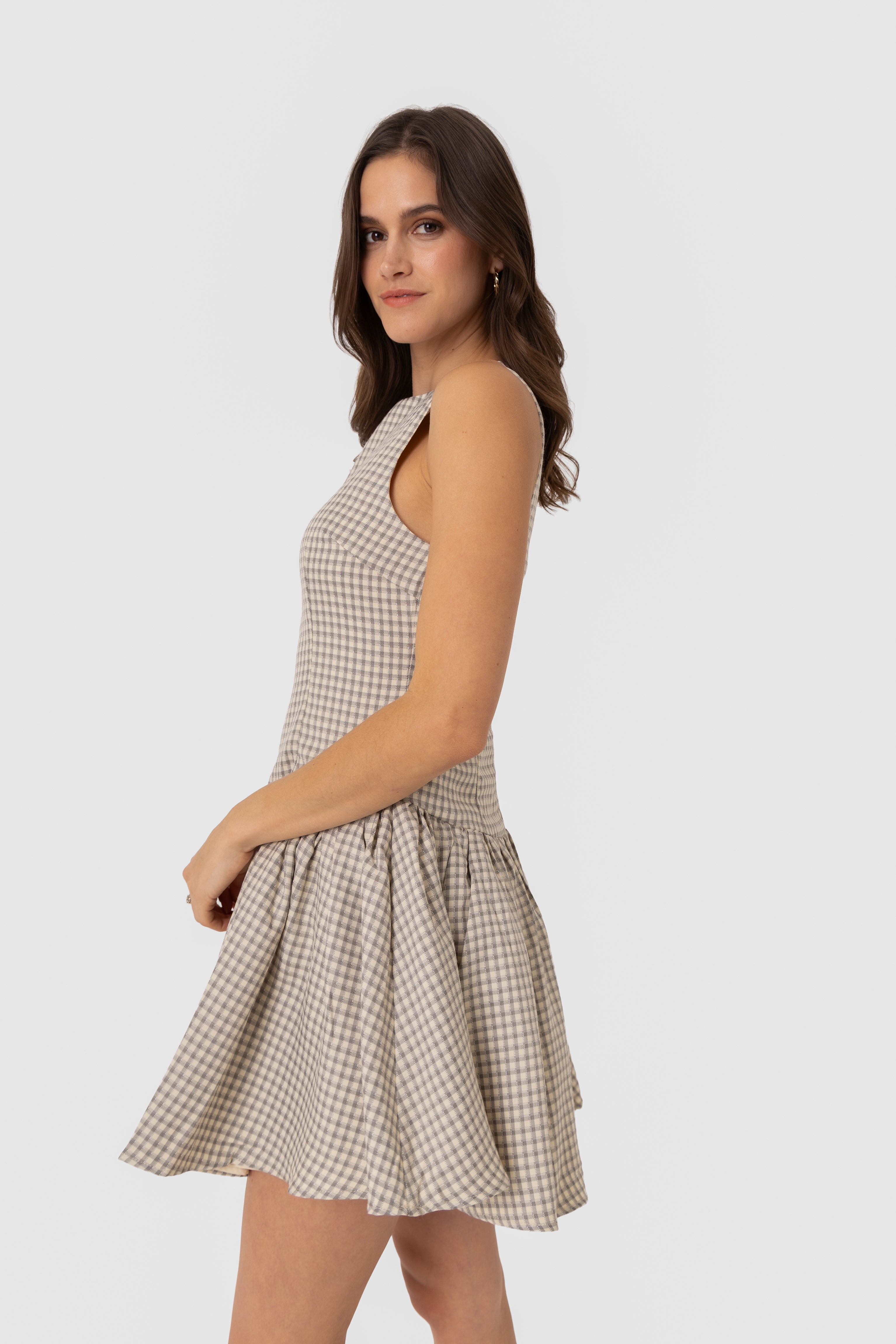 Twiggy Pure Cotton Gingham Check Mini Dress