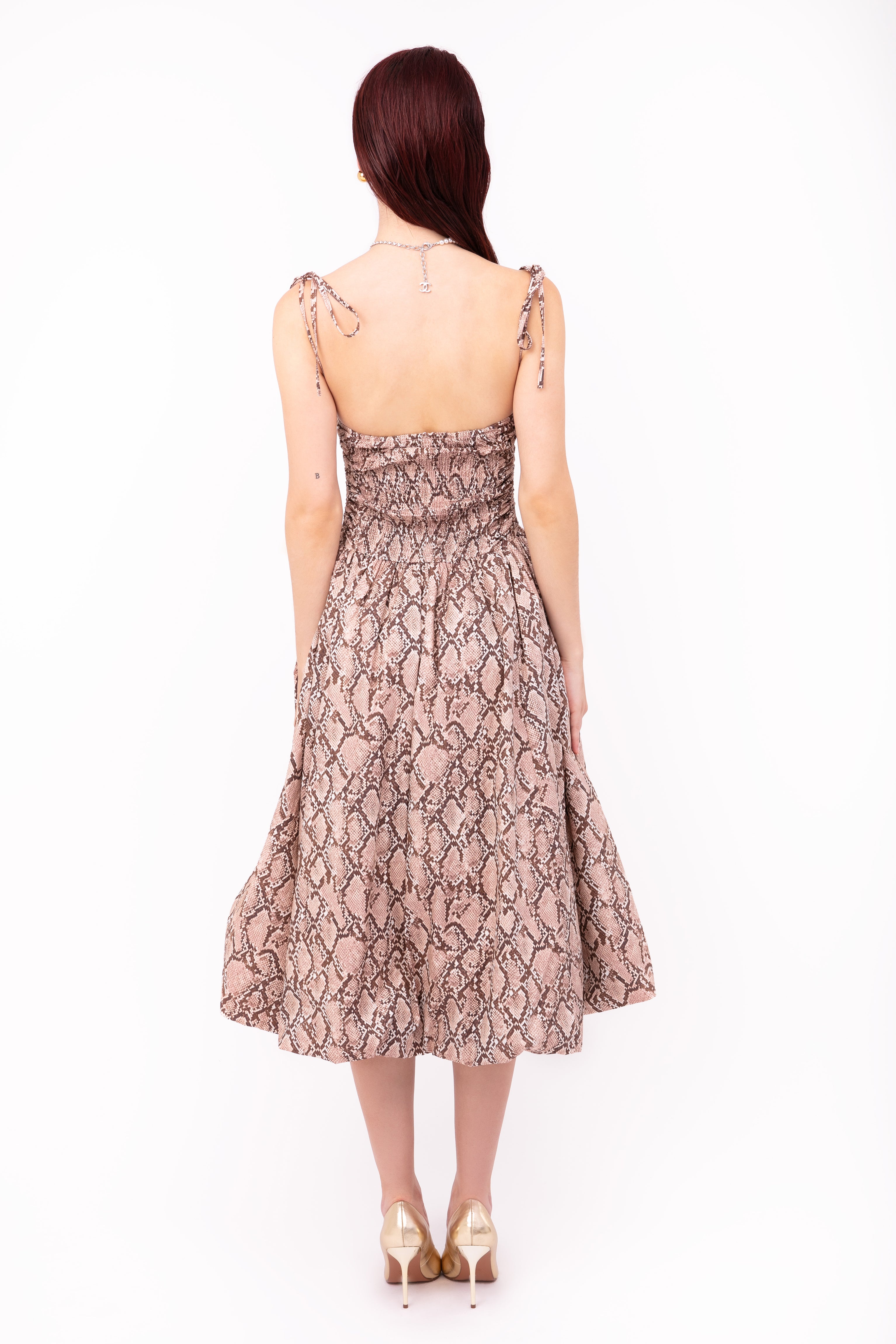 Alexa Rich Cotton Snake Print Puffball Dress