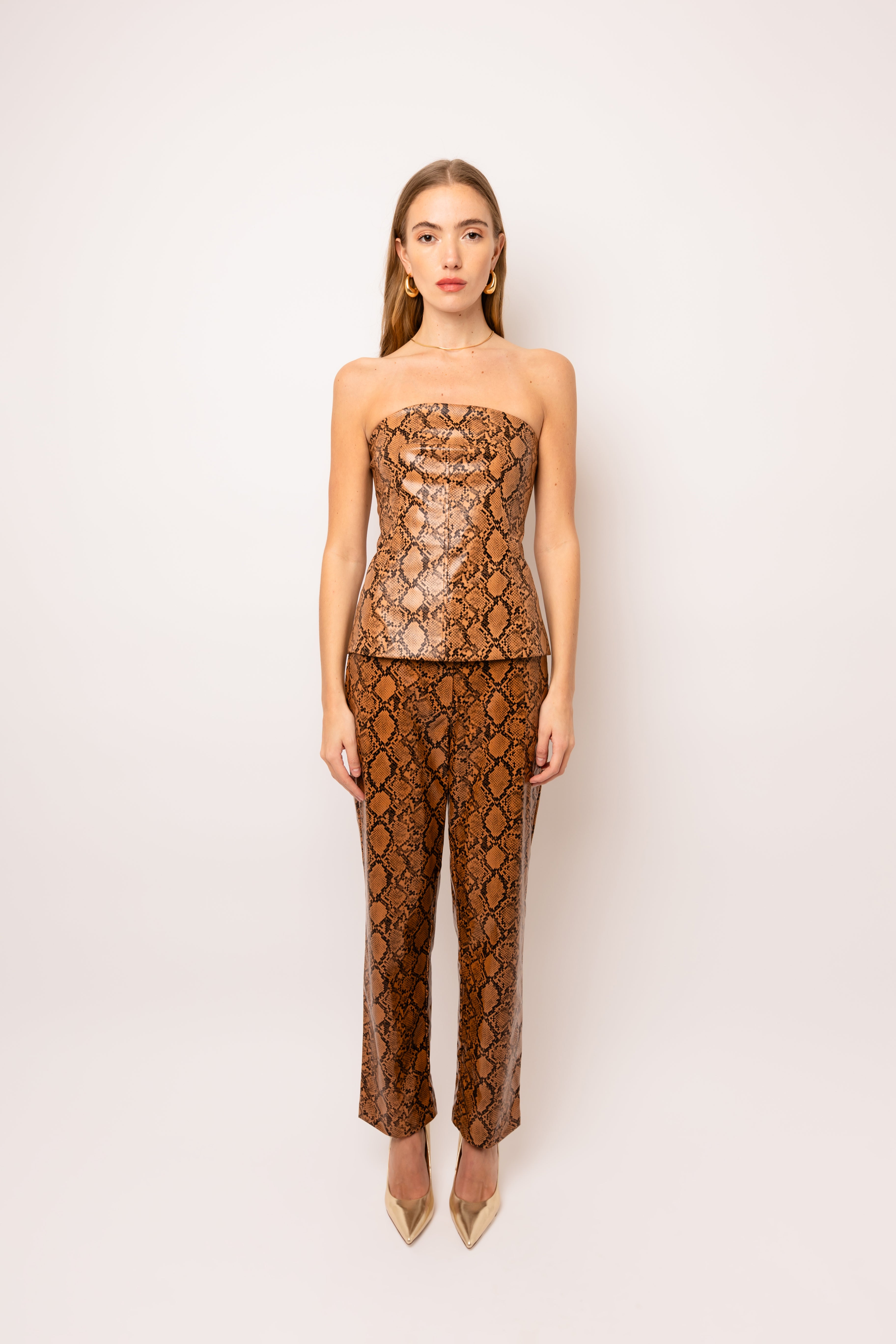 Lupe Snakeskin Vegan Leather Trousers