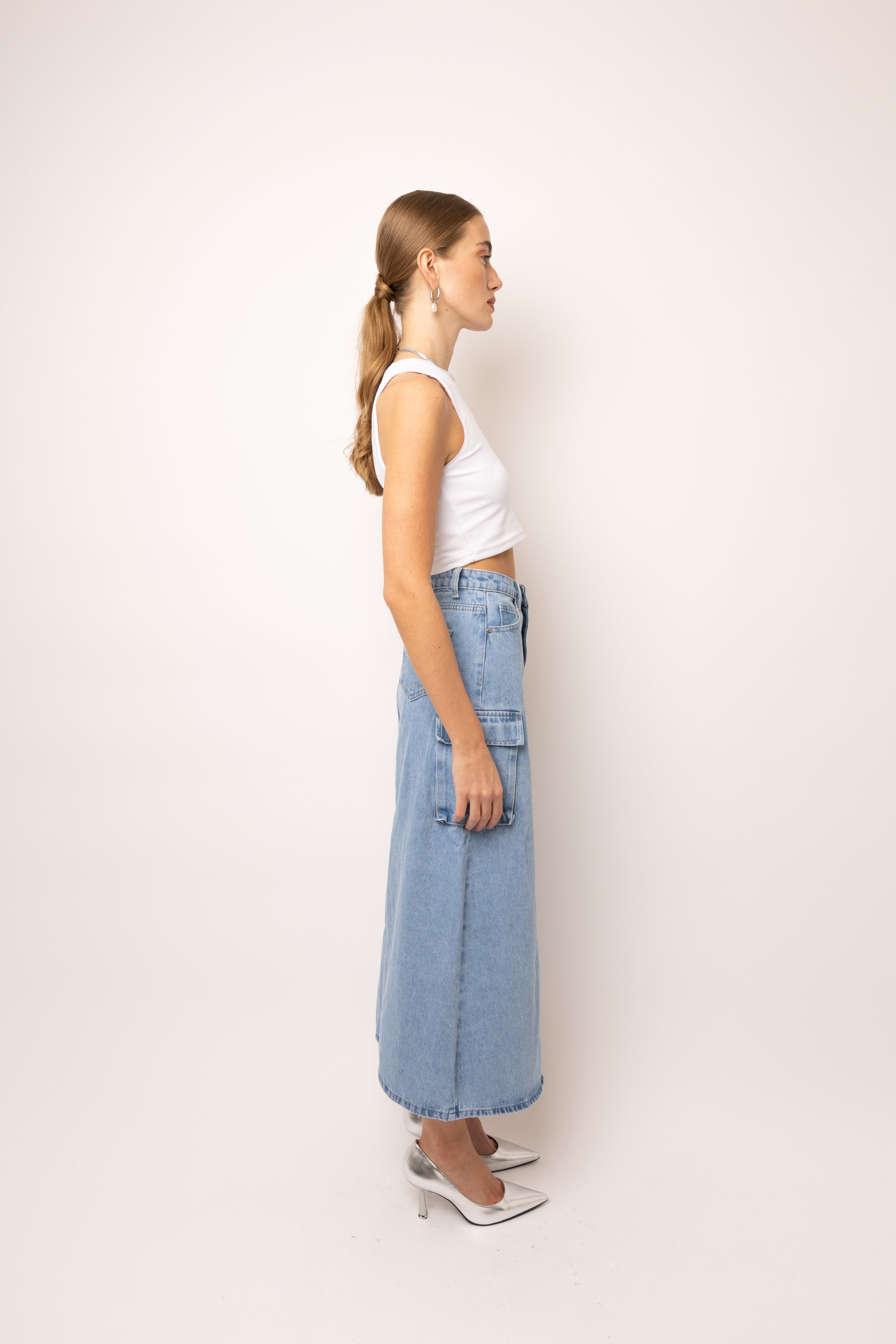 Devon Denim Utility Maxi Skirt