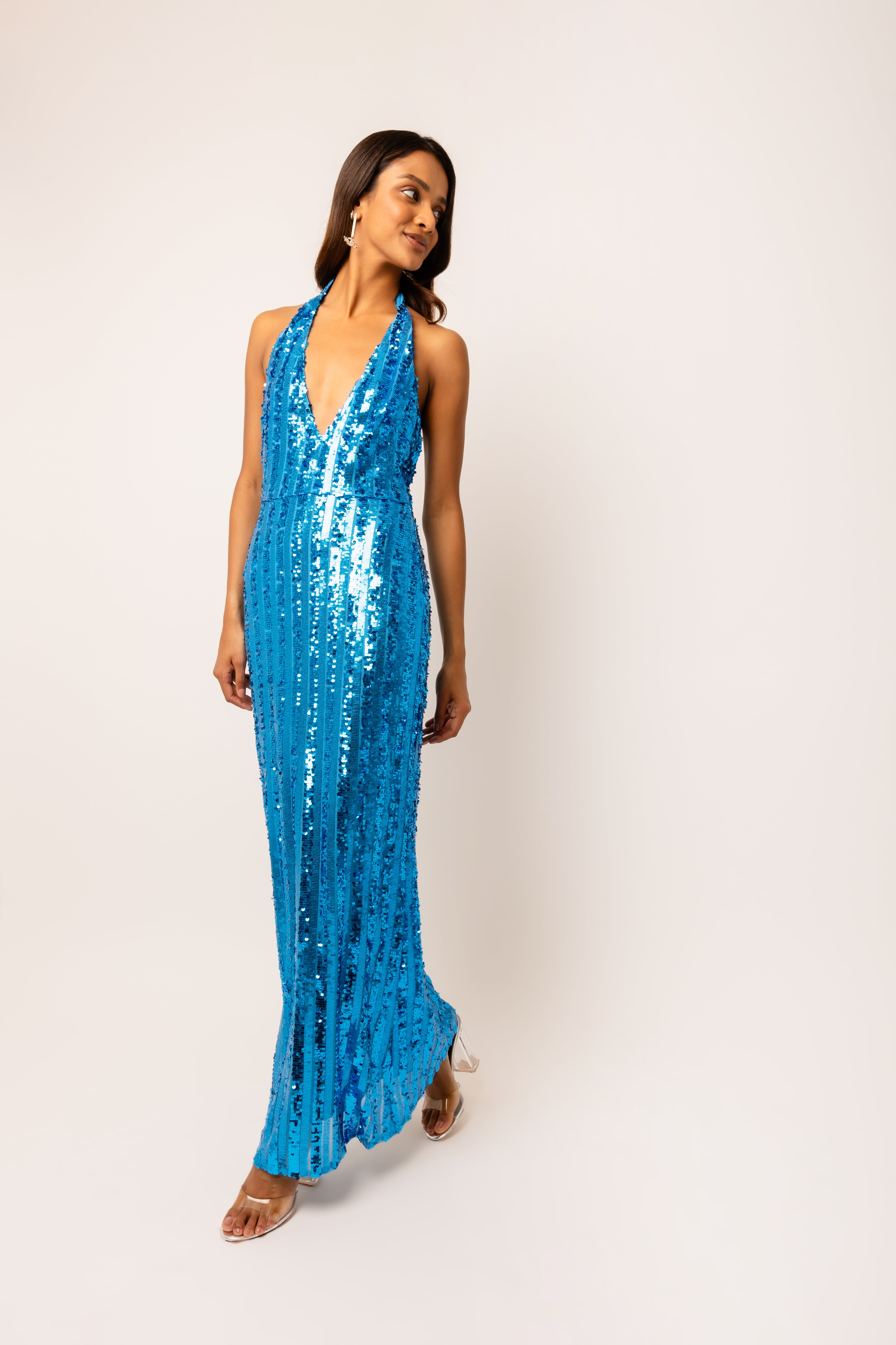 Shiloh Blue Sequin Maxi Dress