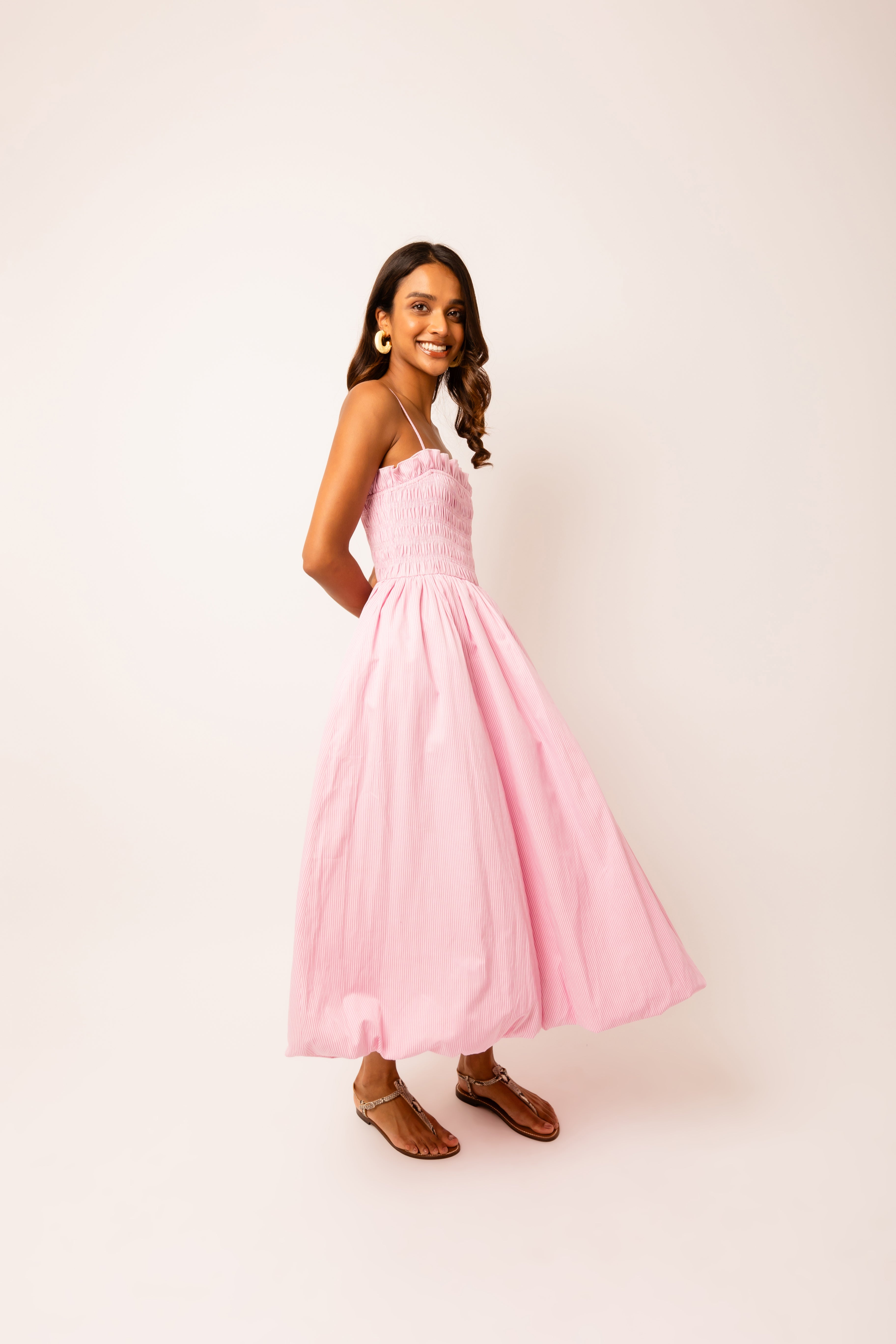 Polly Pure Cotton Pink Stripe Puffball Dress