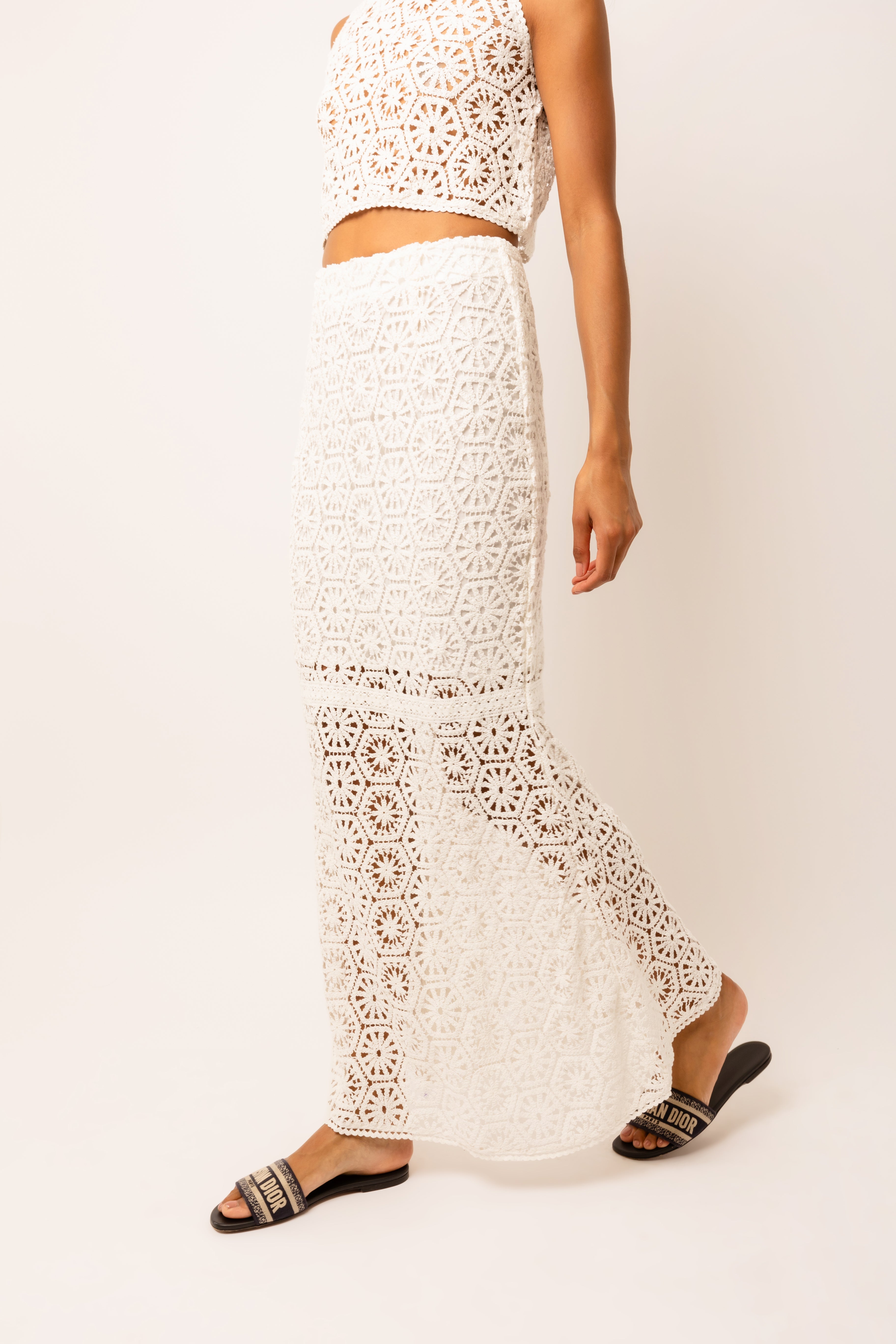 Capri Crochet Lace Maxi Skirt