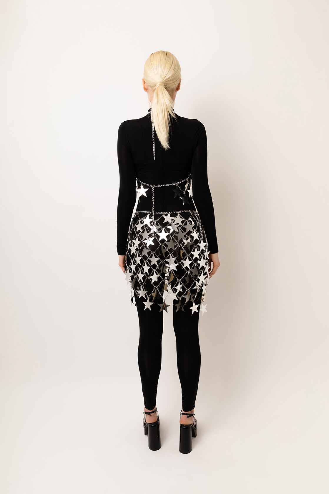 Pheonix Shiny Silver Embellishment Disc Sequin Co Ord Festival Set