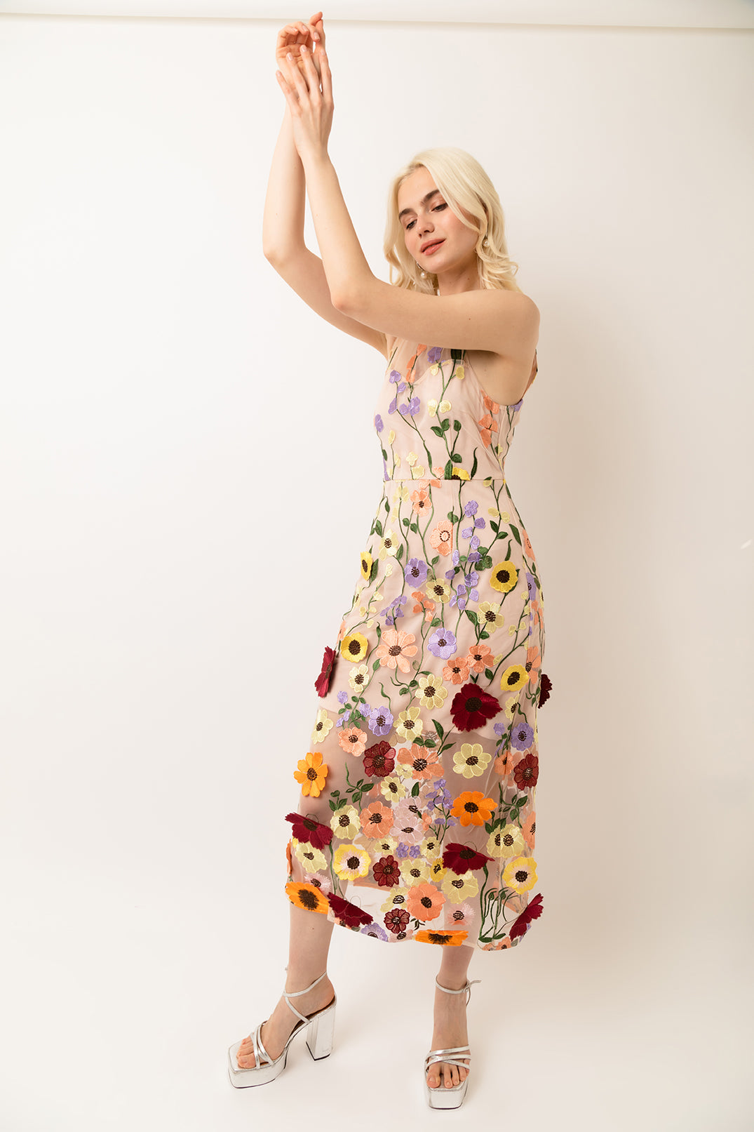 Dorothy Floral Motif Midi Dress
