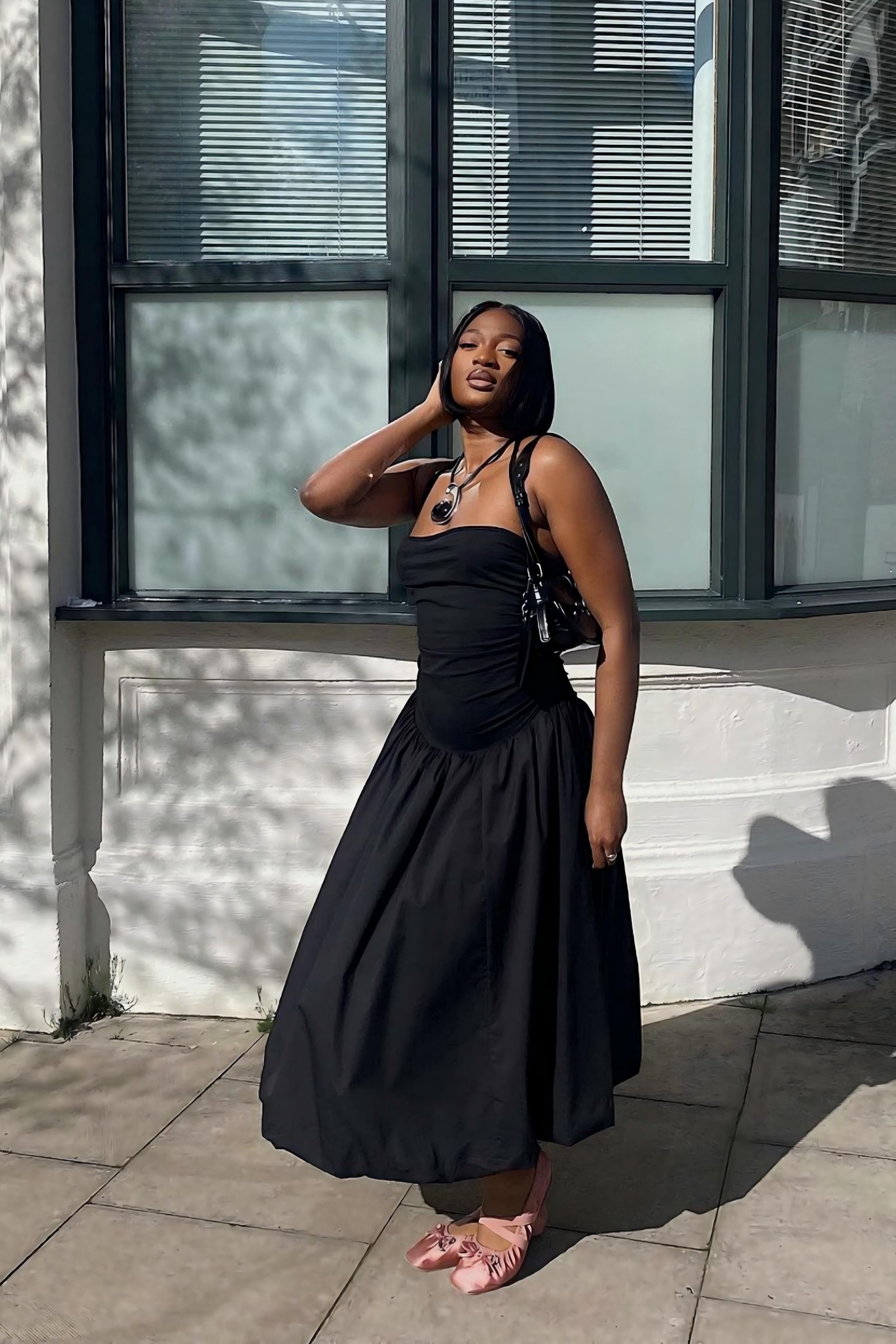 Alexa Black Puffball Dress