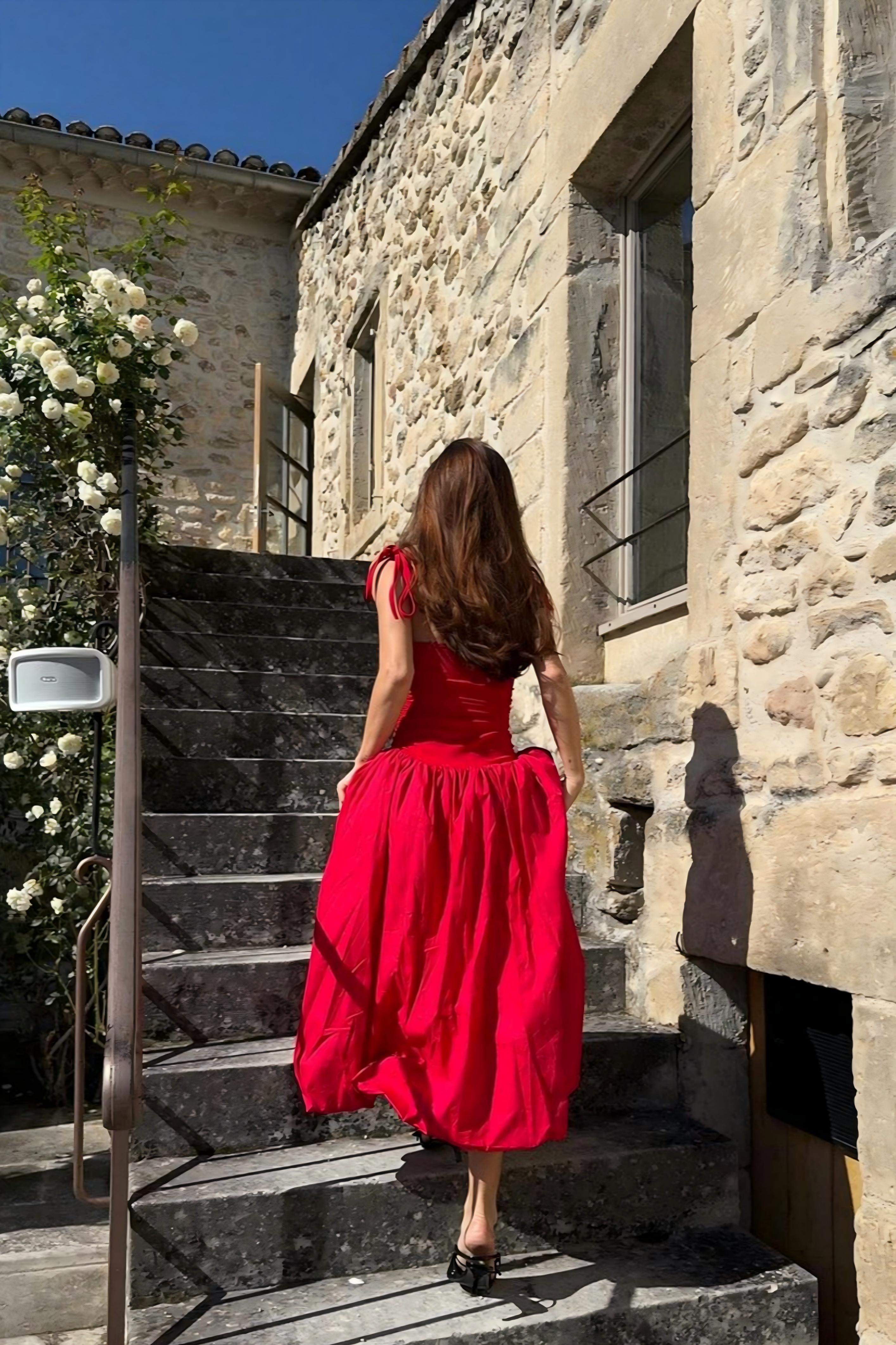 Alexa Cherry Red Puffball Dress