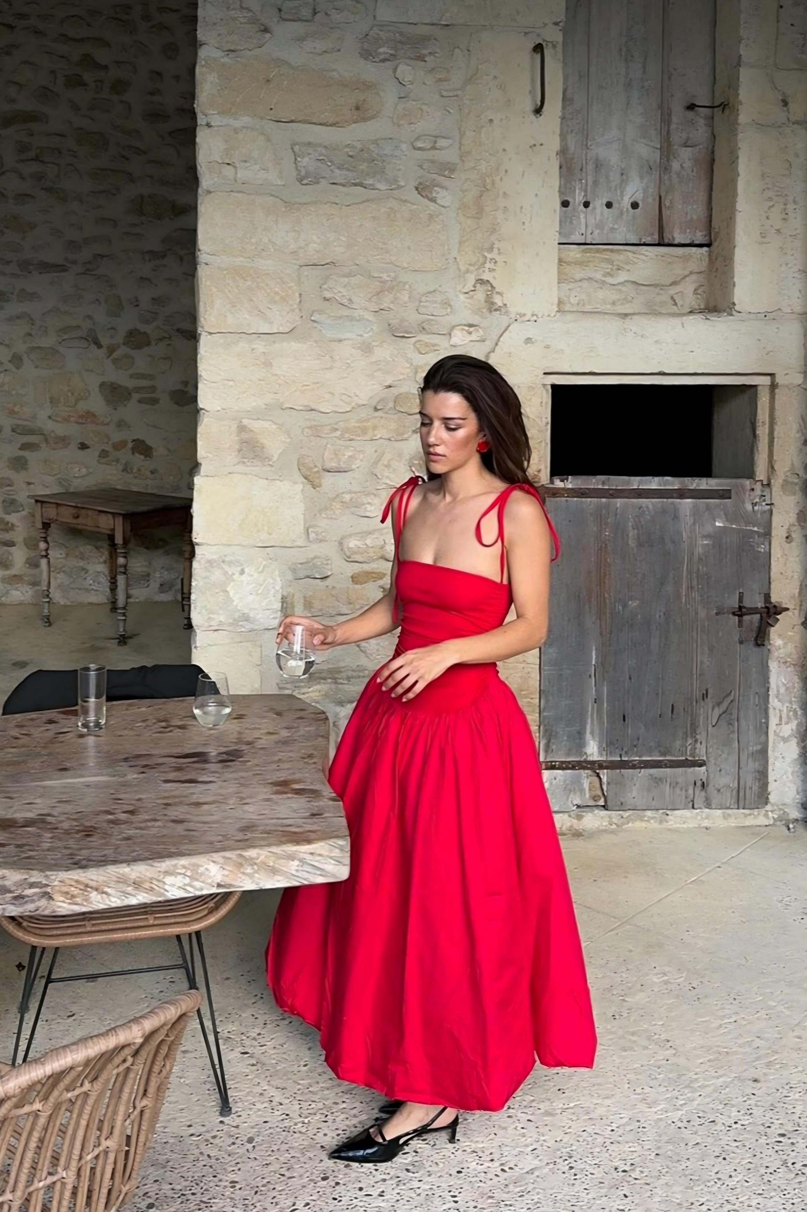 Alexa Cherry Red Puffball Dress