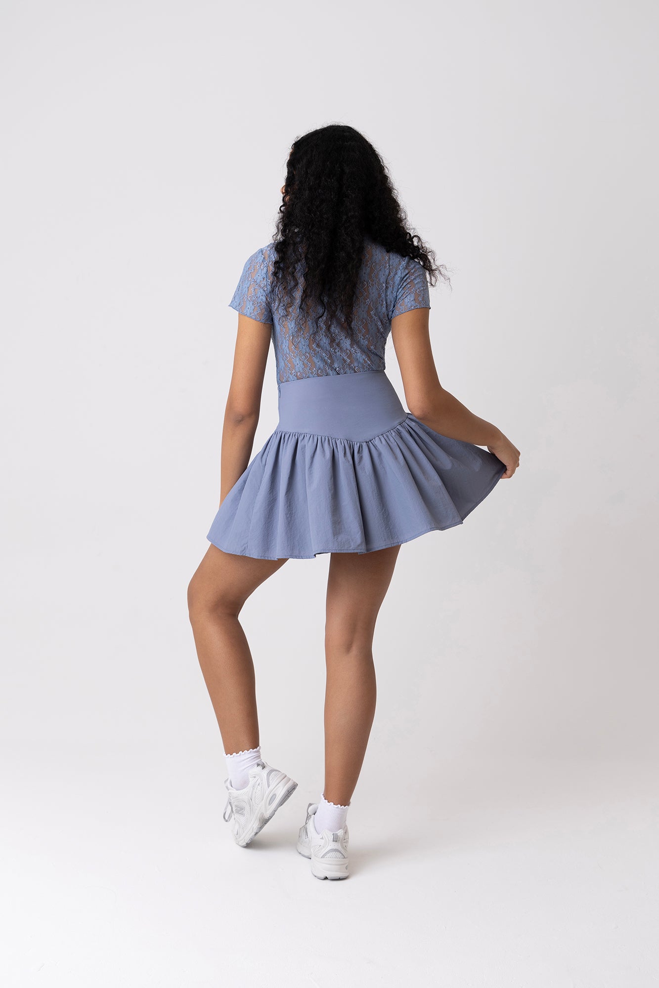 Frida Cornflower Blue Frill Mini Skirt