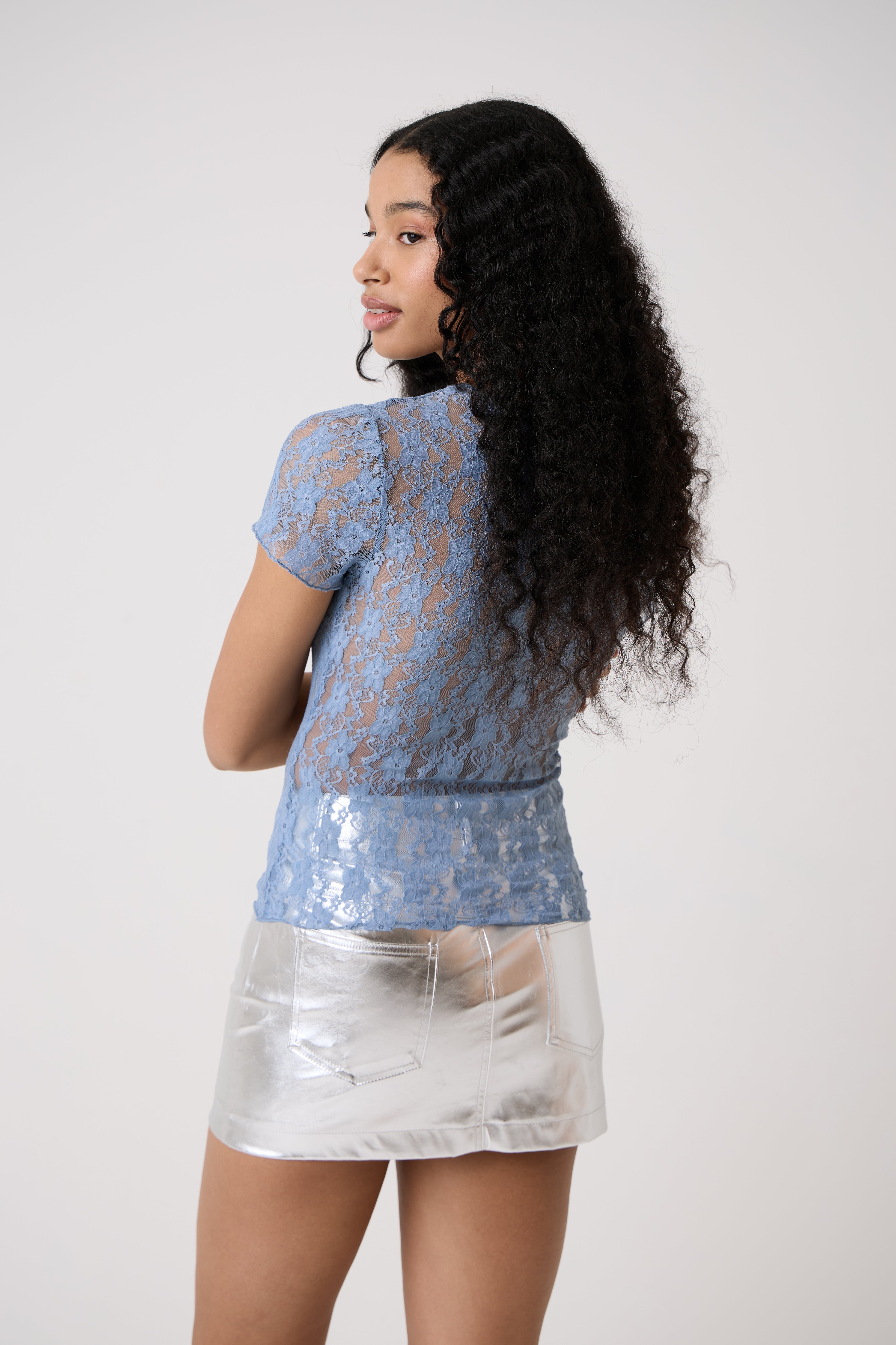 Orla Blue Floral Lace Top