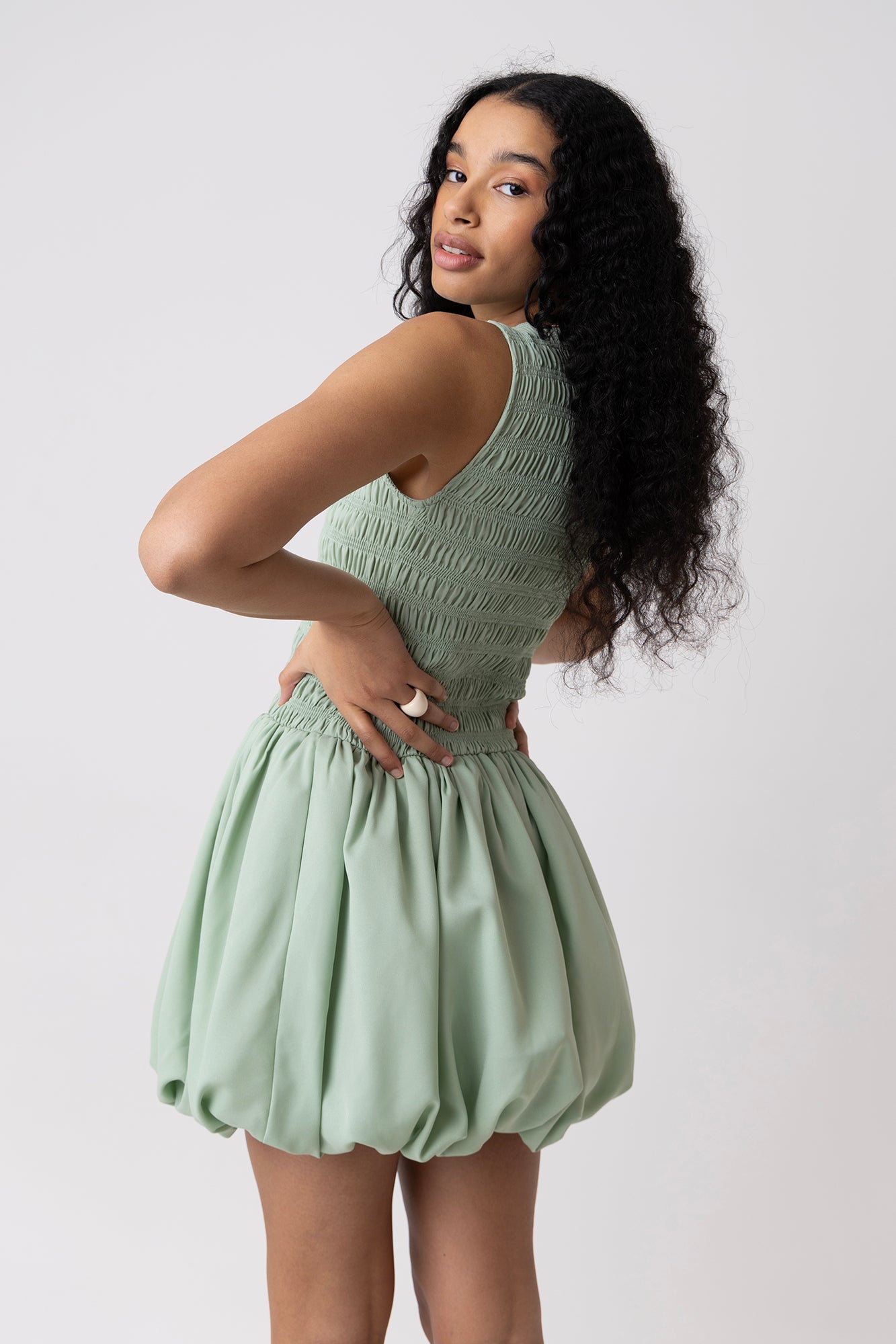 Ella Pure Cotton Mint Mini Puffball Dress