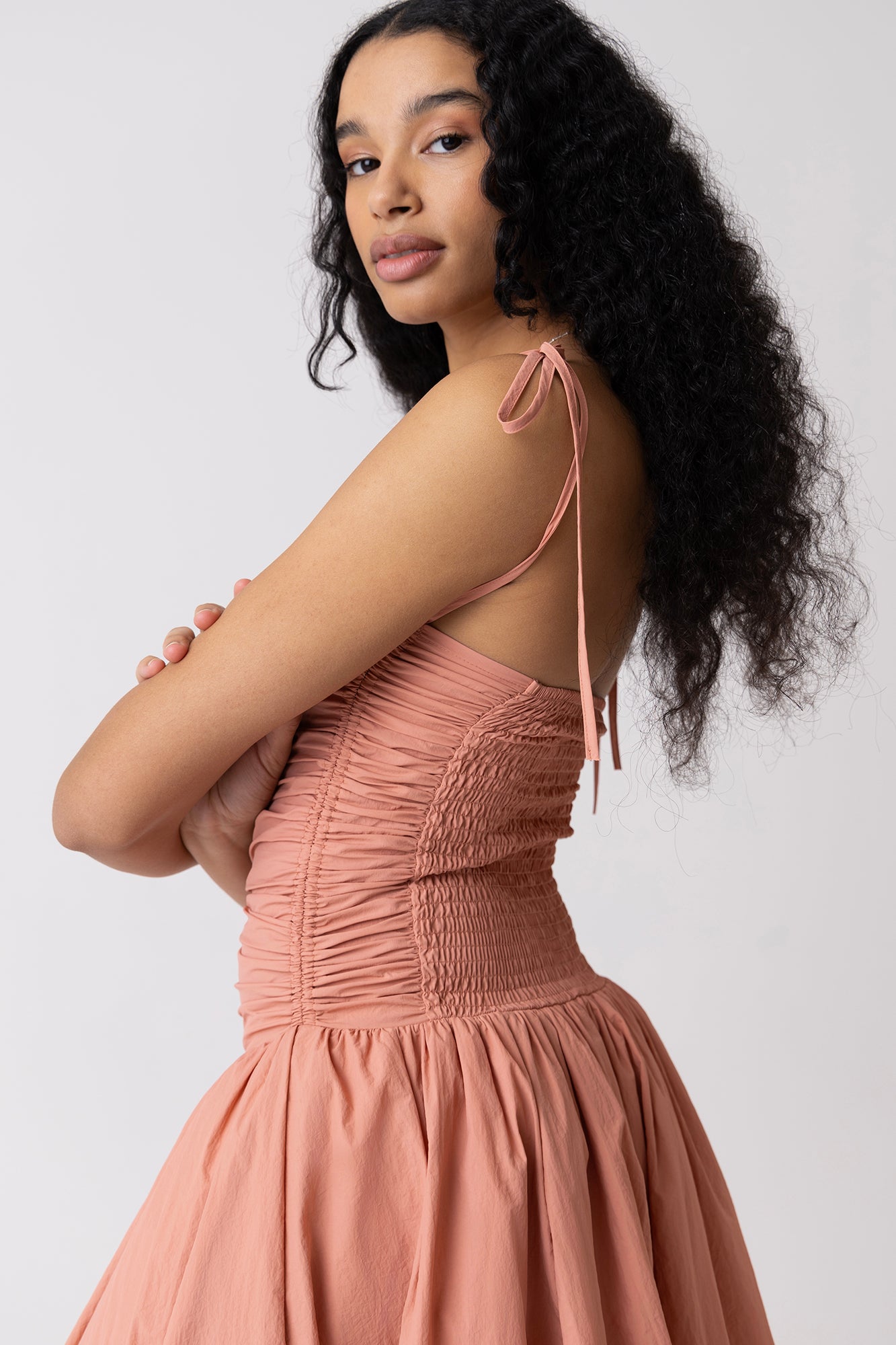 Alexa Peach Puffball Dress