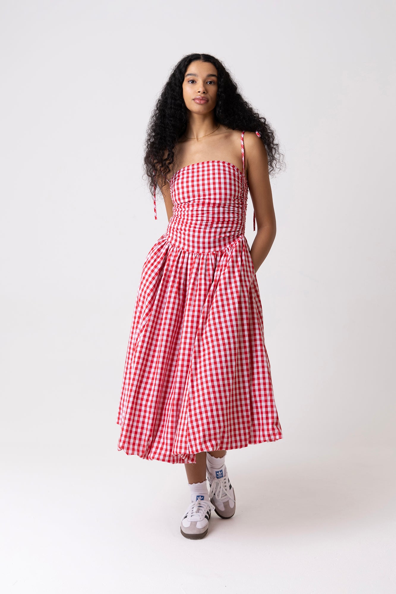 Alexa Red Gingham Puffball Dress