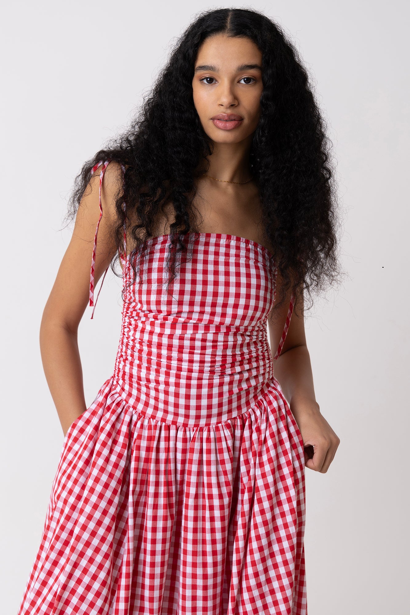 Alexa Red Gingham Puffball Dress