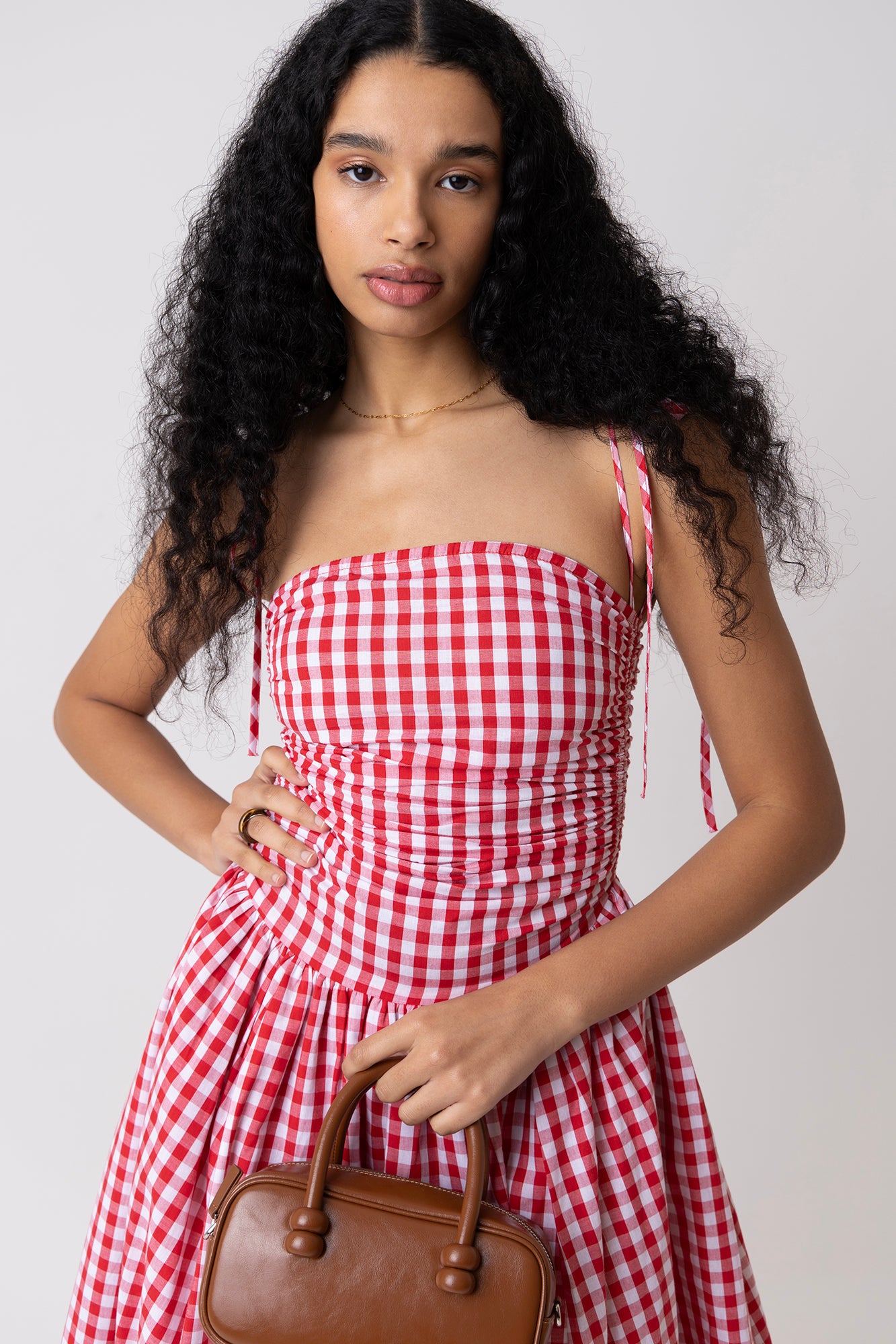 Alexa Red Gingham Puffball Dress