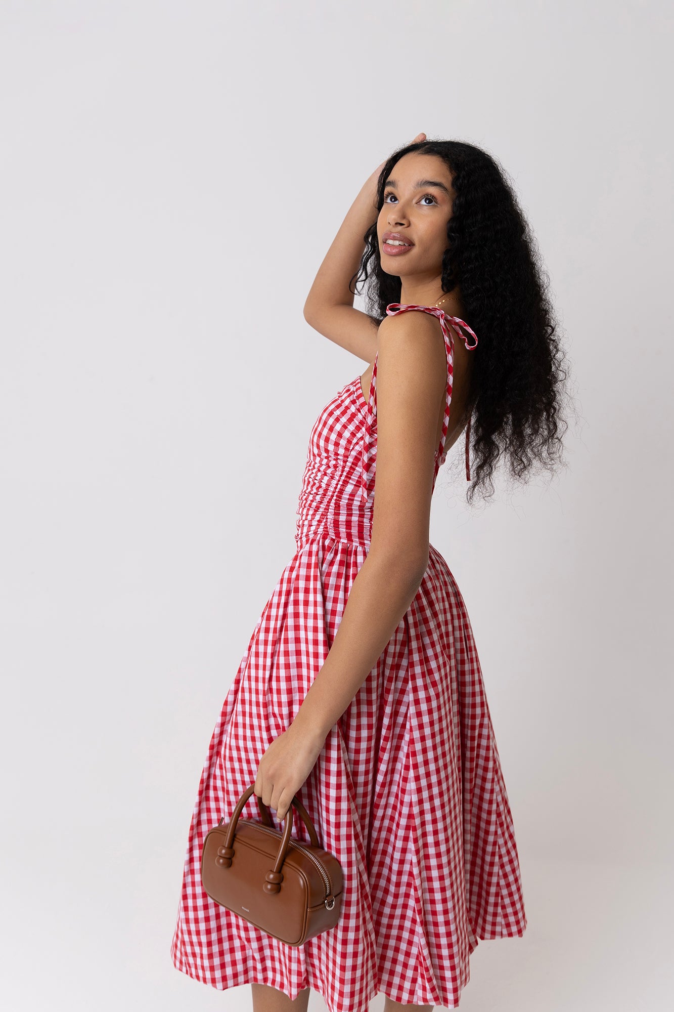 Alexa Red Gingham Puffball Dress
