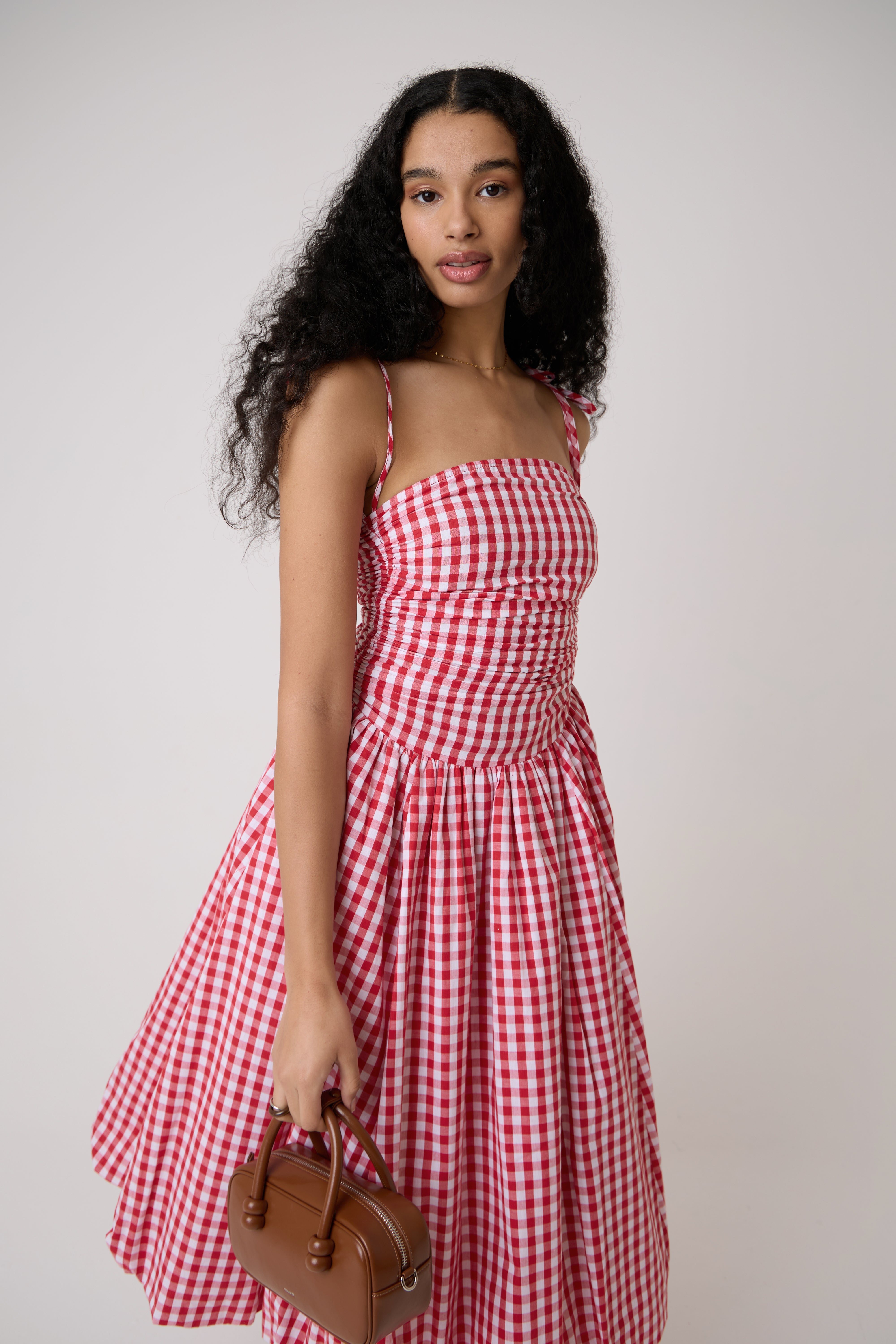 Alexa Red Gingham Puffball Dress