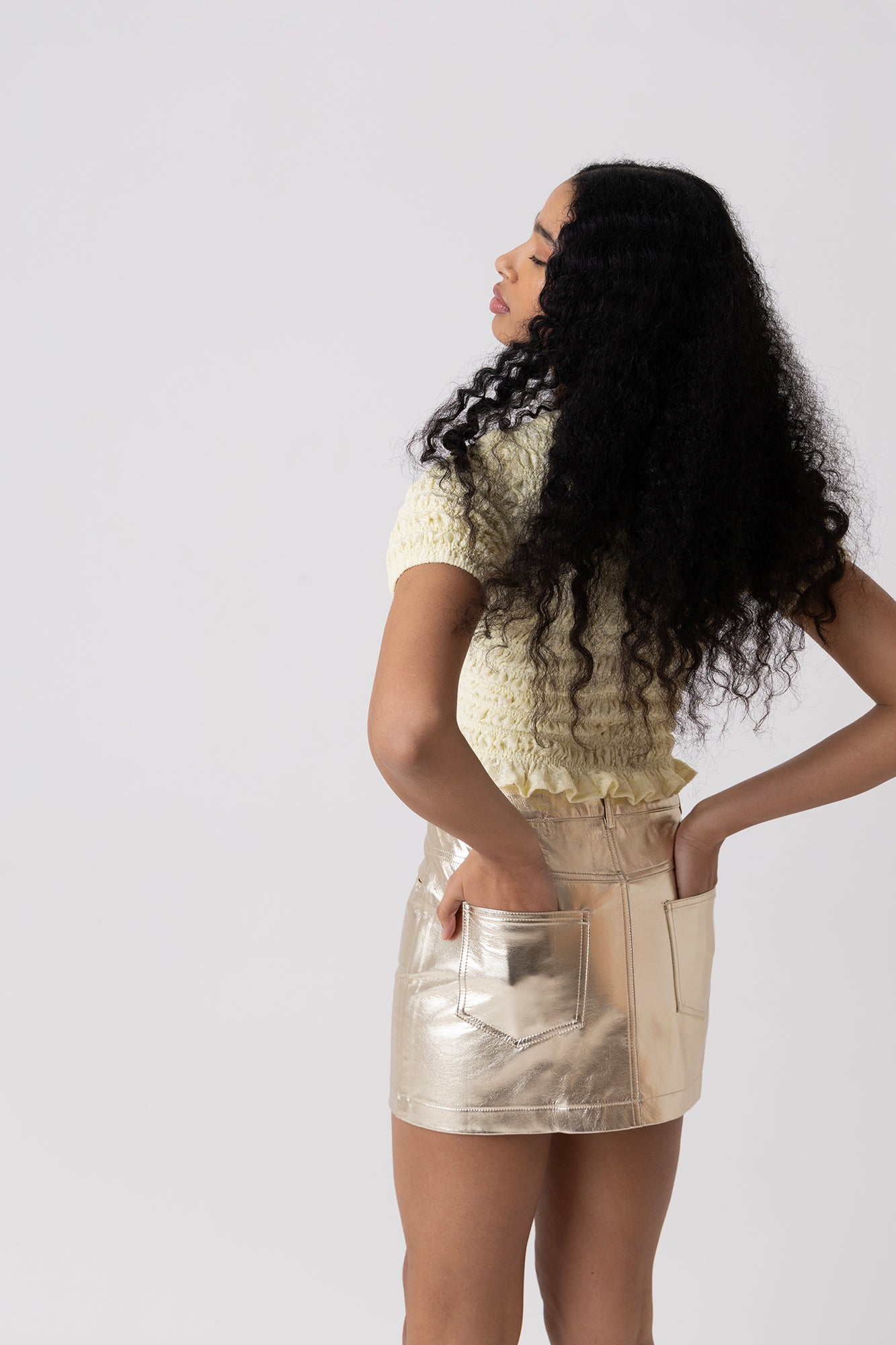 Eliza Butter Yellow Lace Shirred Top