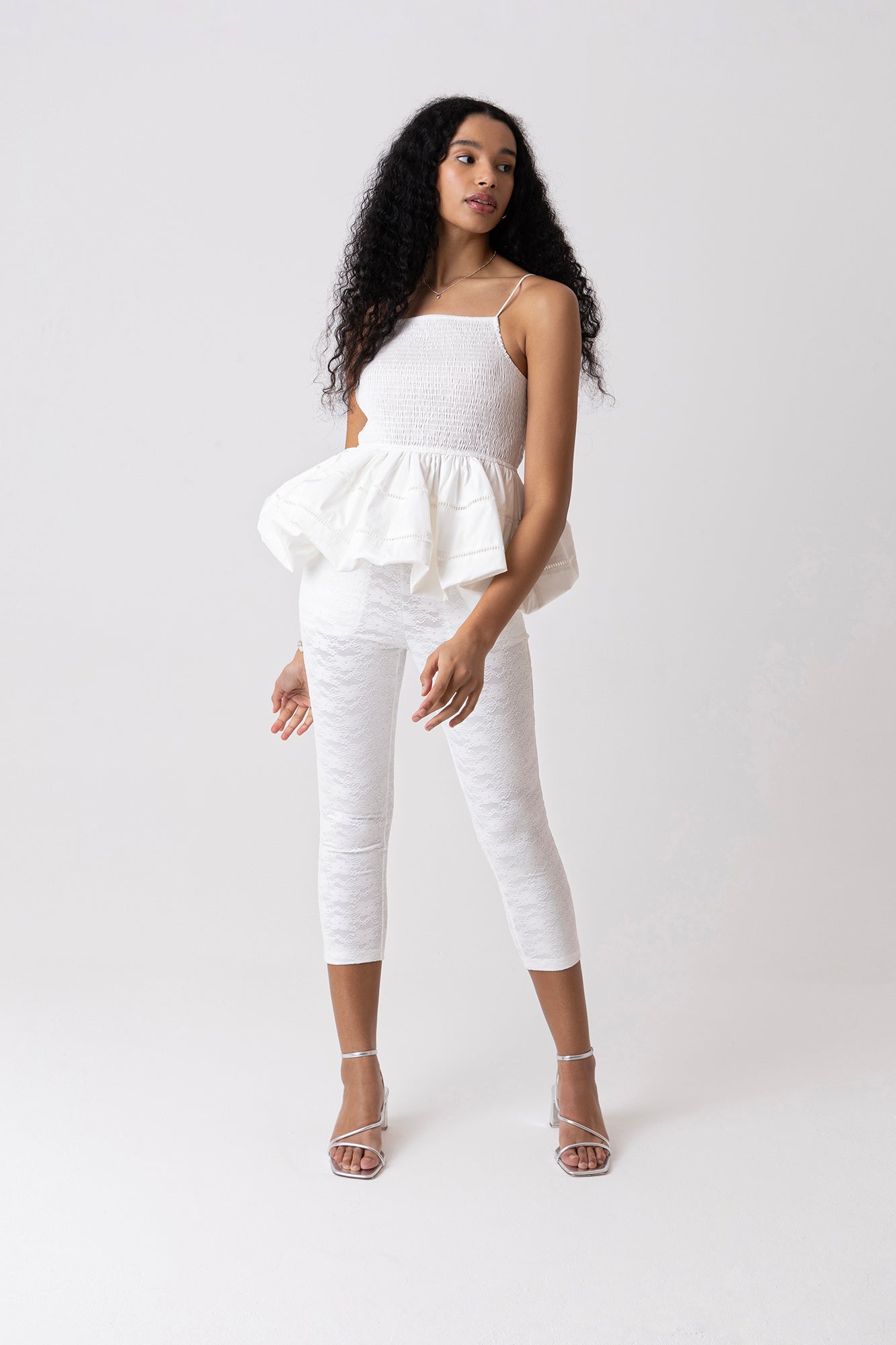 Penny White Lace Capri Pants
