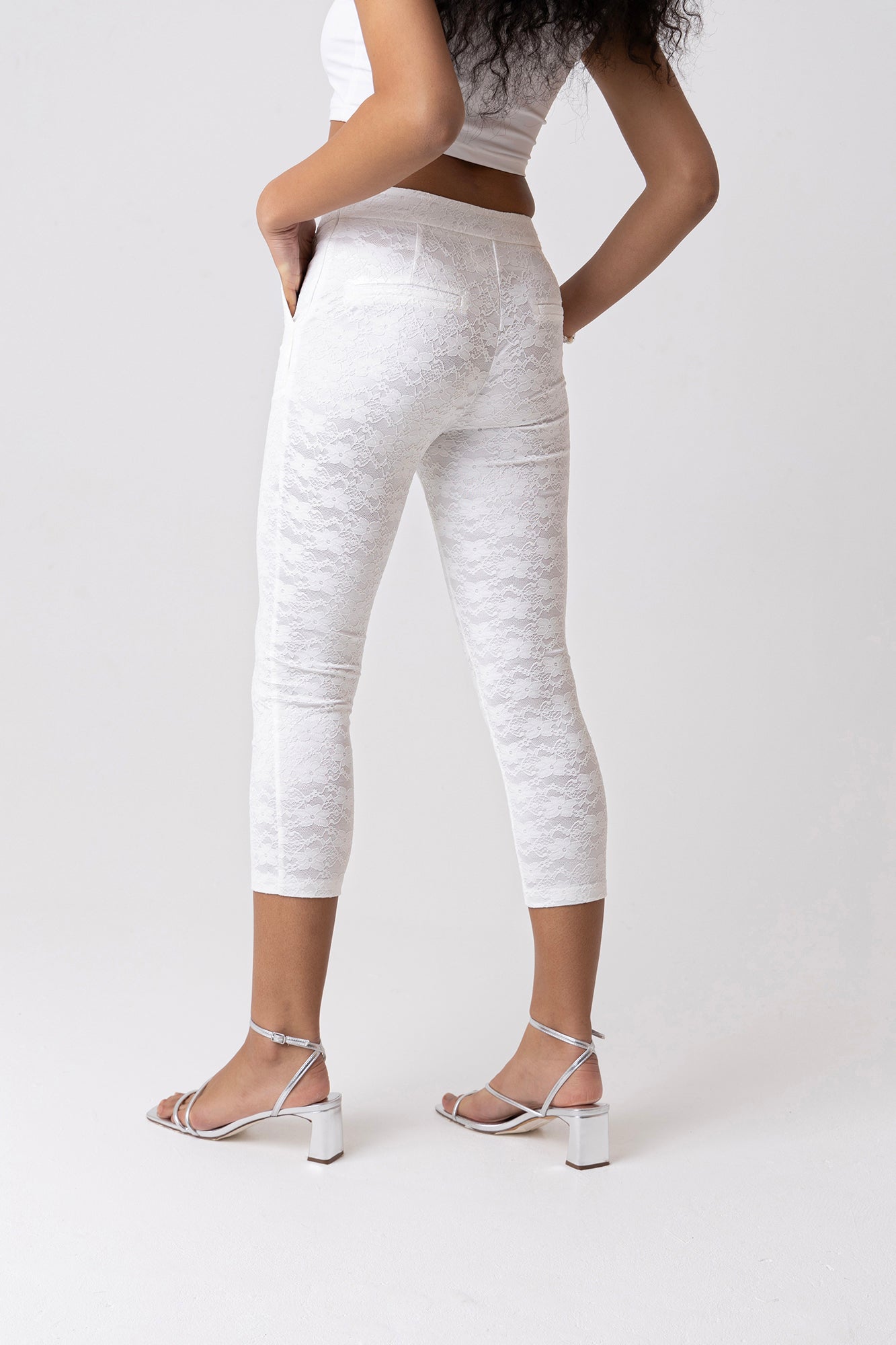 Penny White Lace Capri Pants