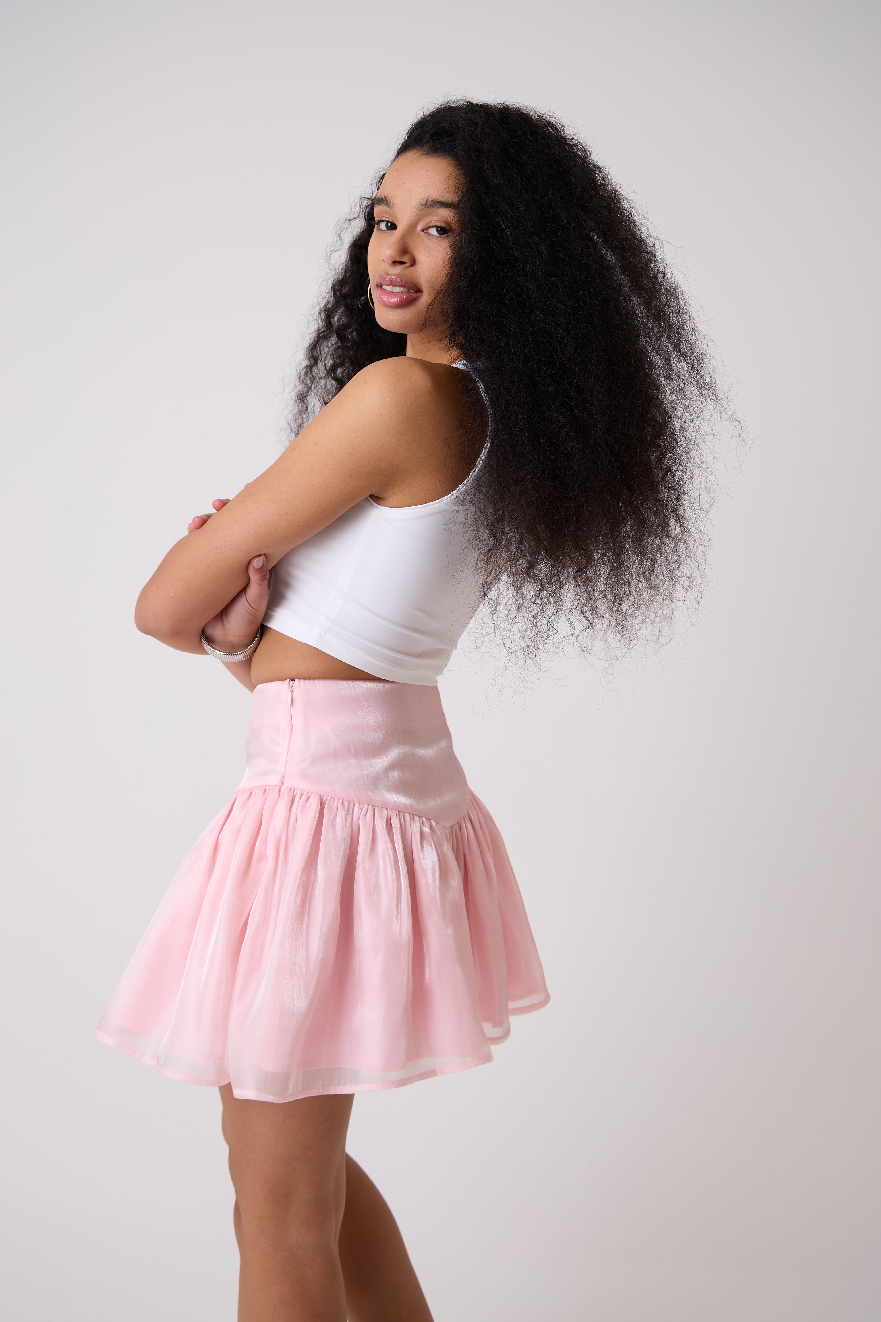 Frida Dusty Pink Frill Mini Skirt