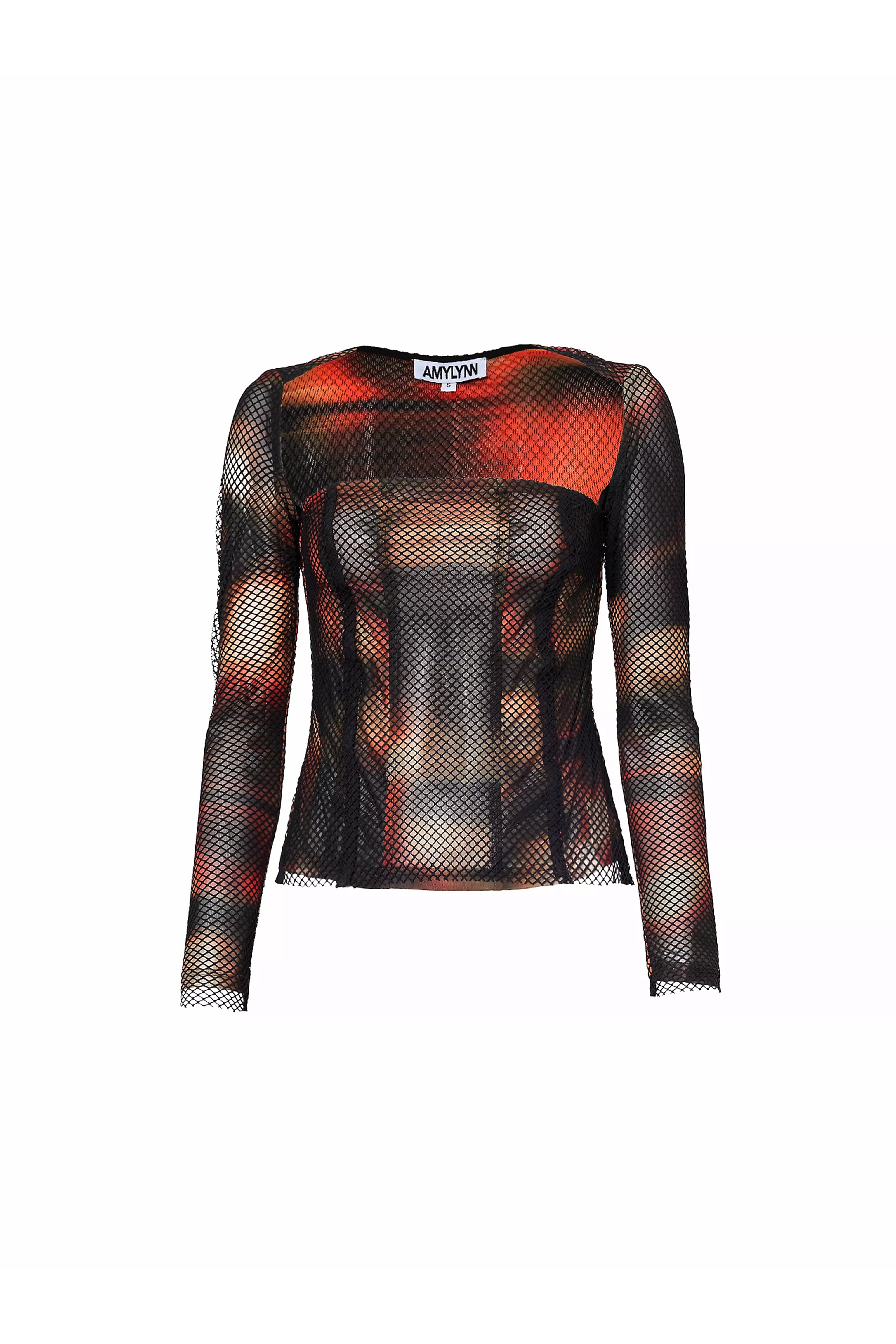 Arvarni Abstract Print Mesh Top