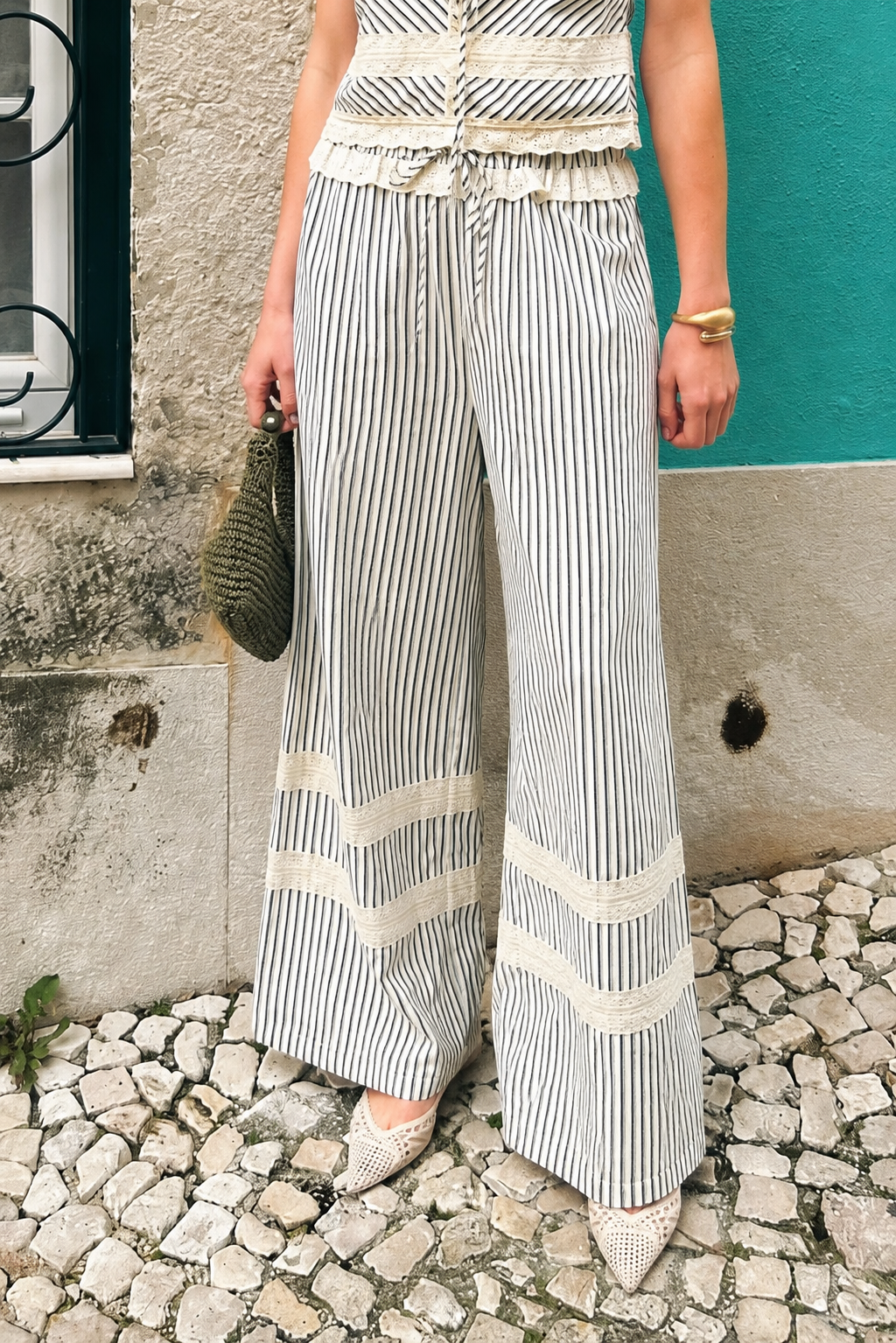 Sloane Stripe Wide Leg Trousers