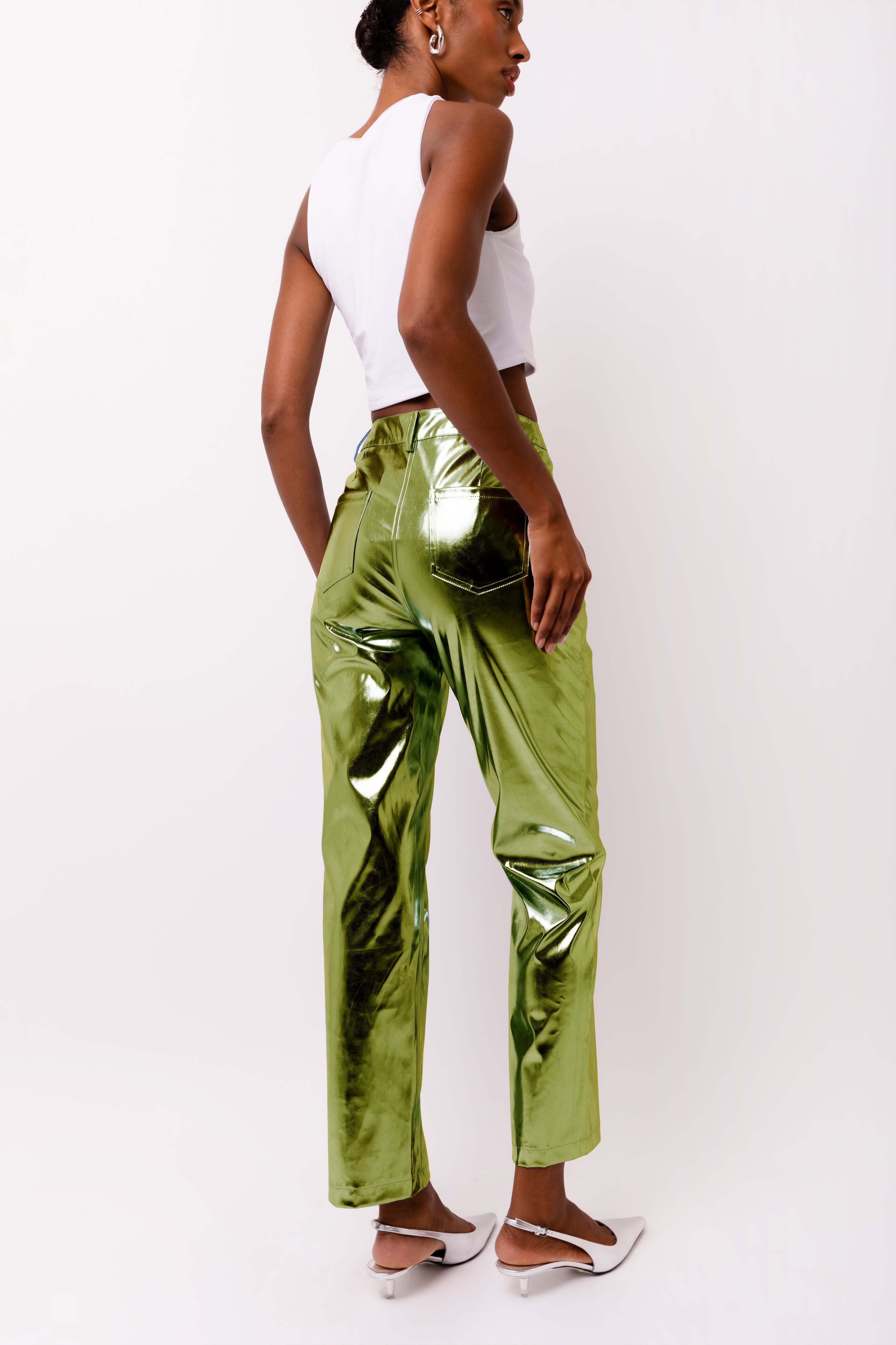 Lupe Khaki Metallic Trousers