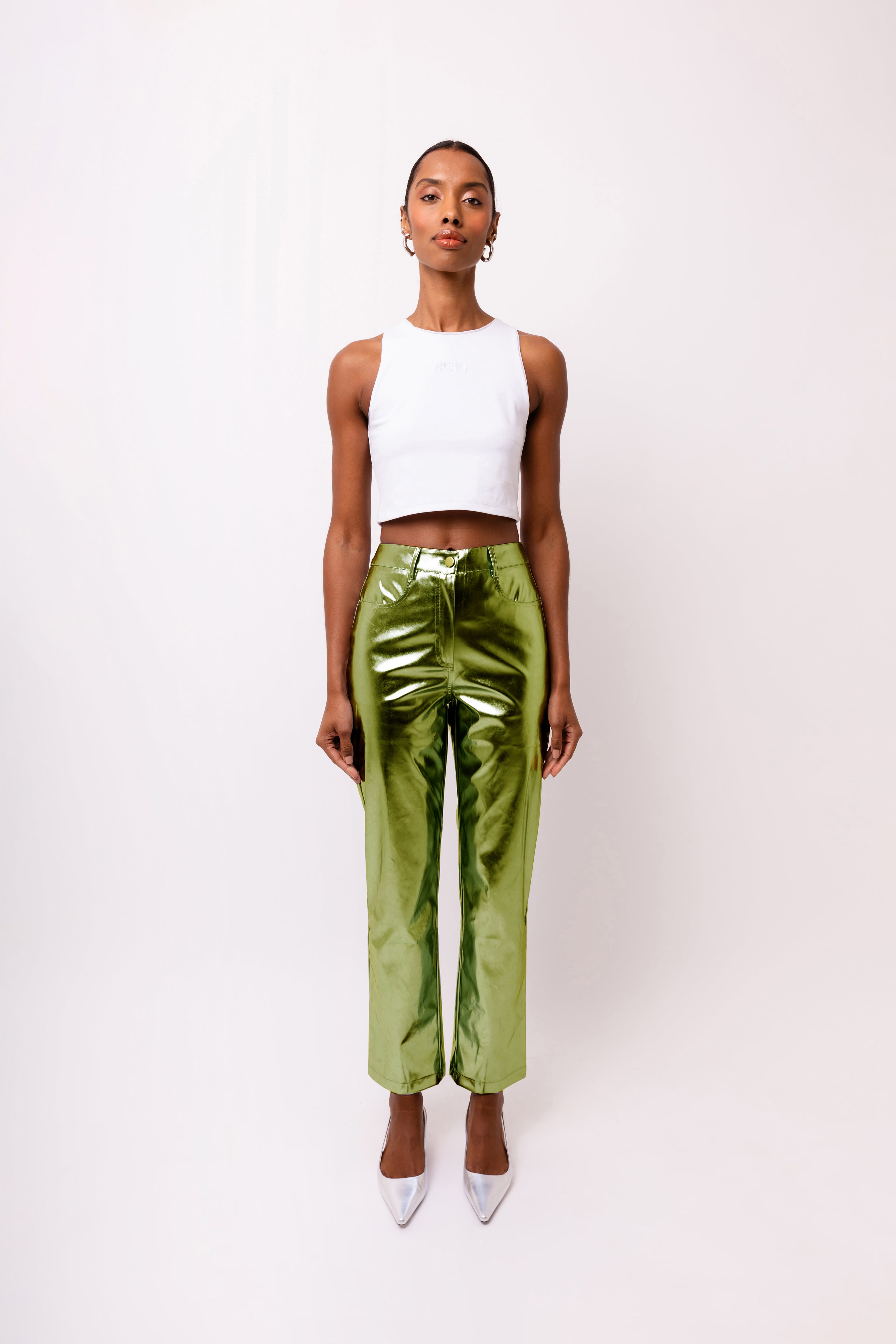 Lupe Khaki Metallic Trousers