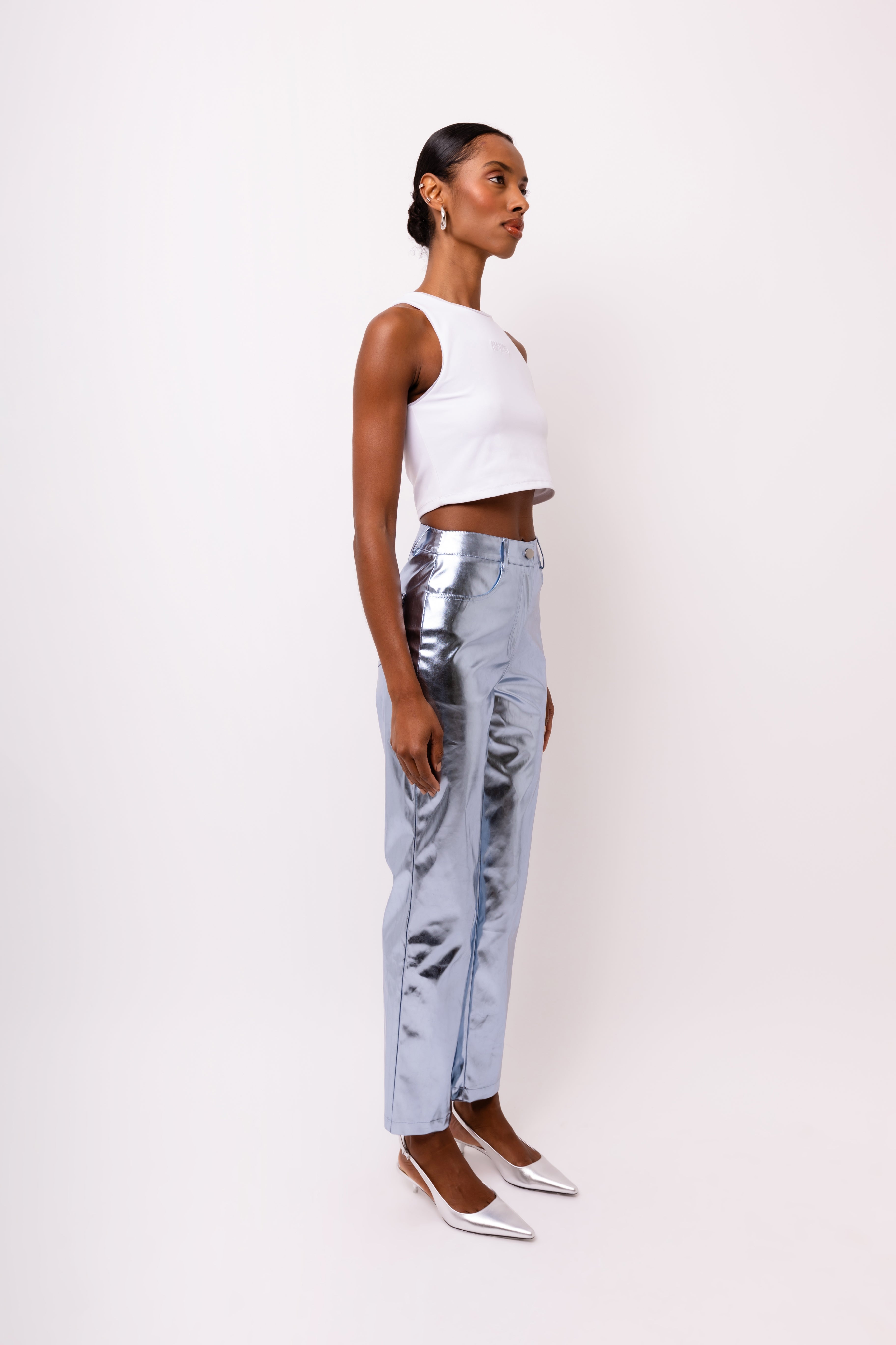 Lupe Arctic Blue Metallic Trousers