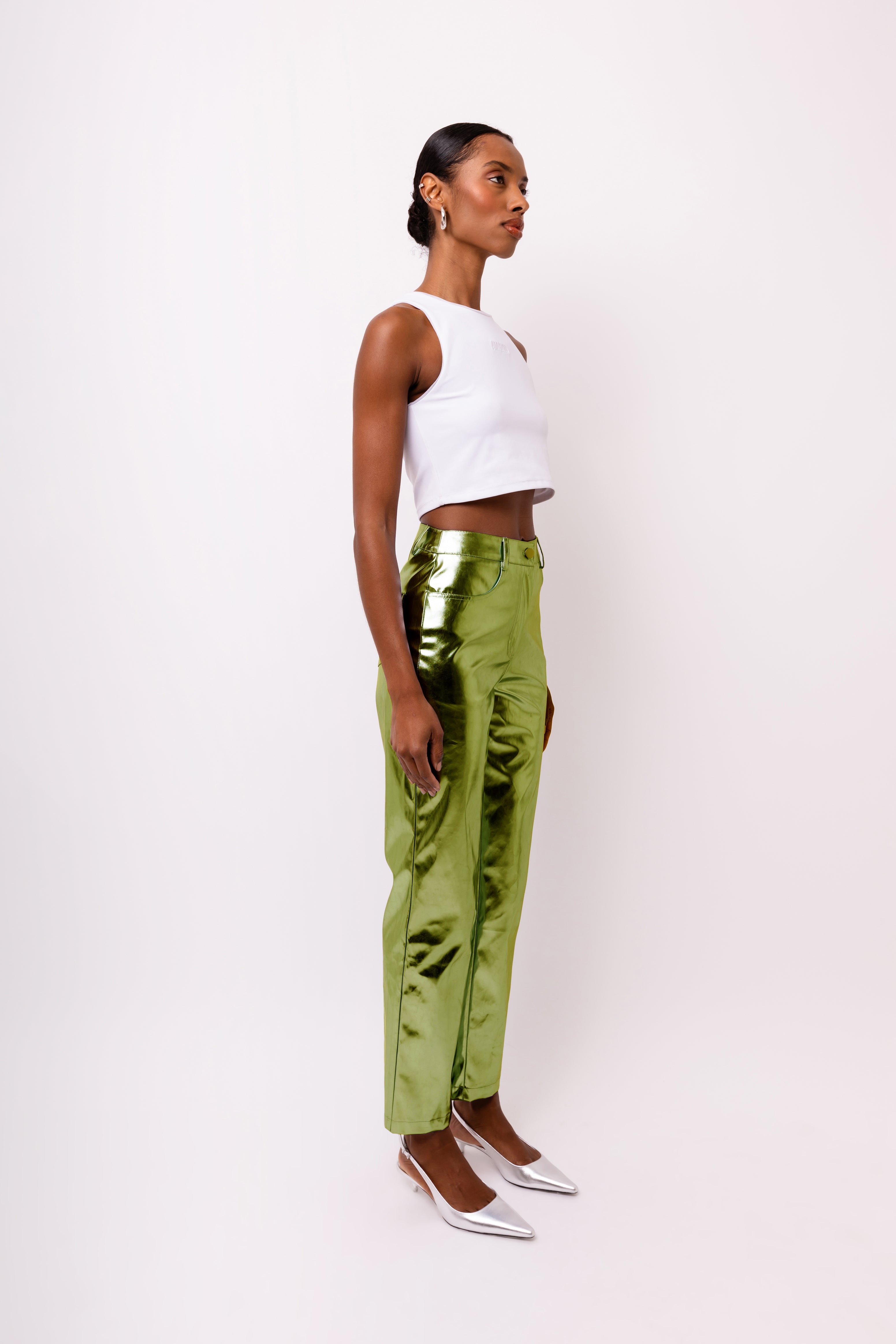 Lupe Khaki Metallic Trousers