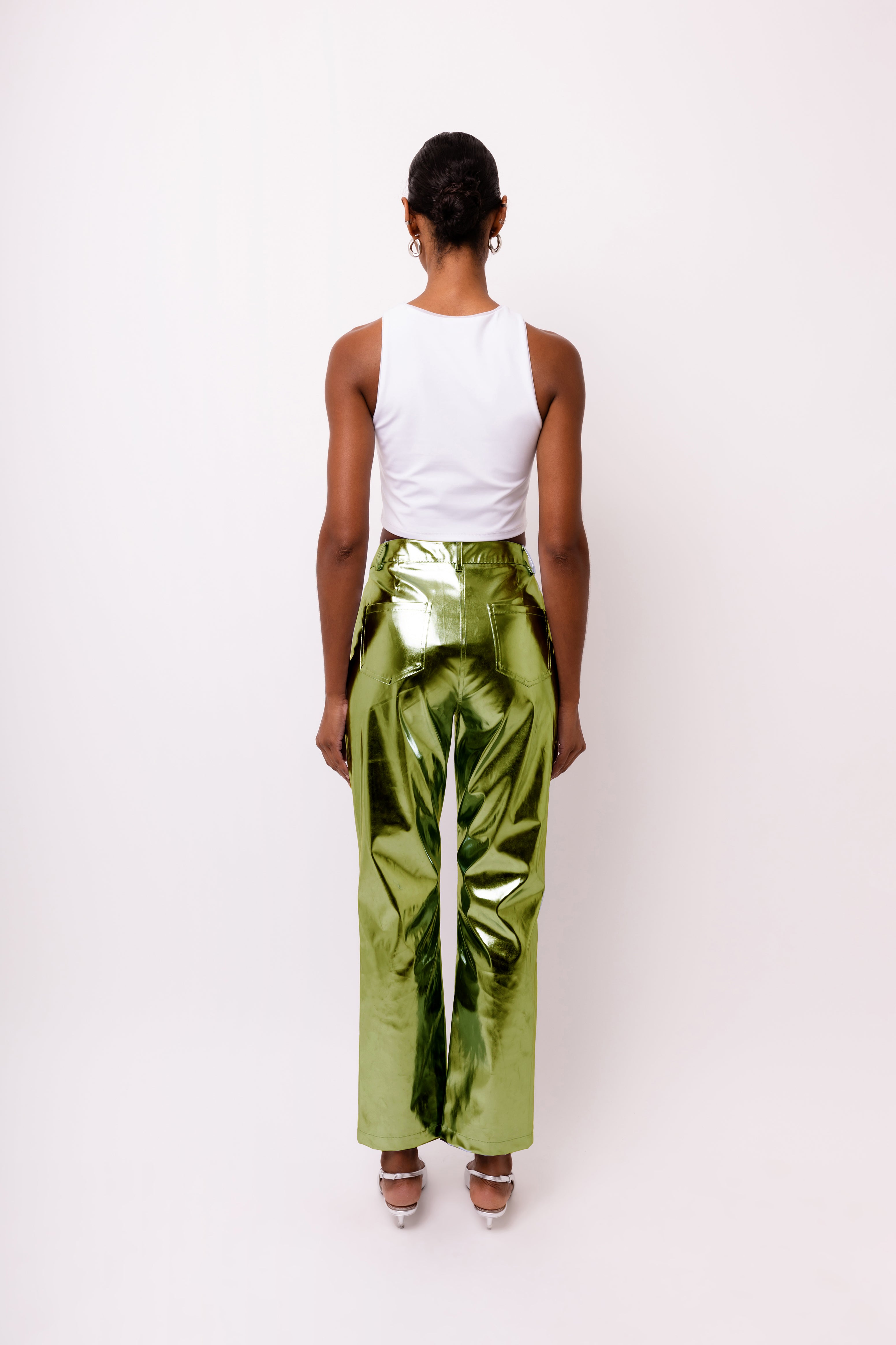 Lupe Khaki Metallic Trousers