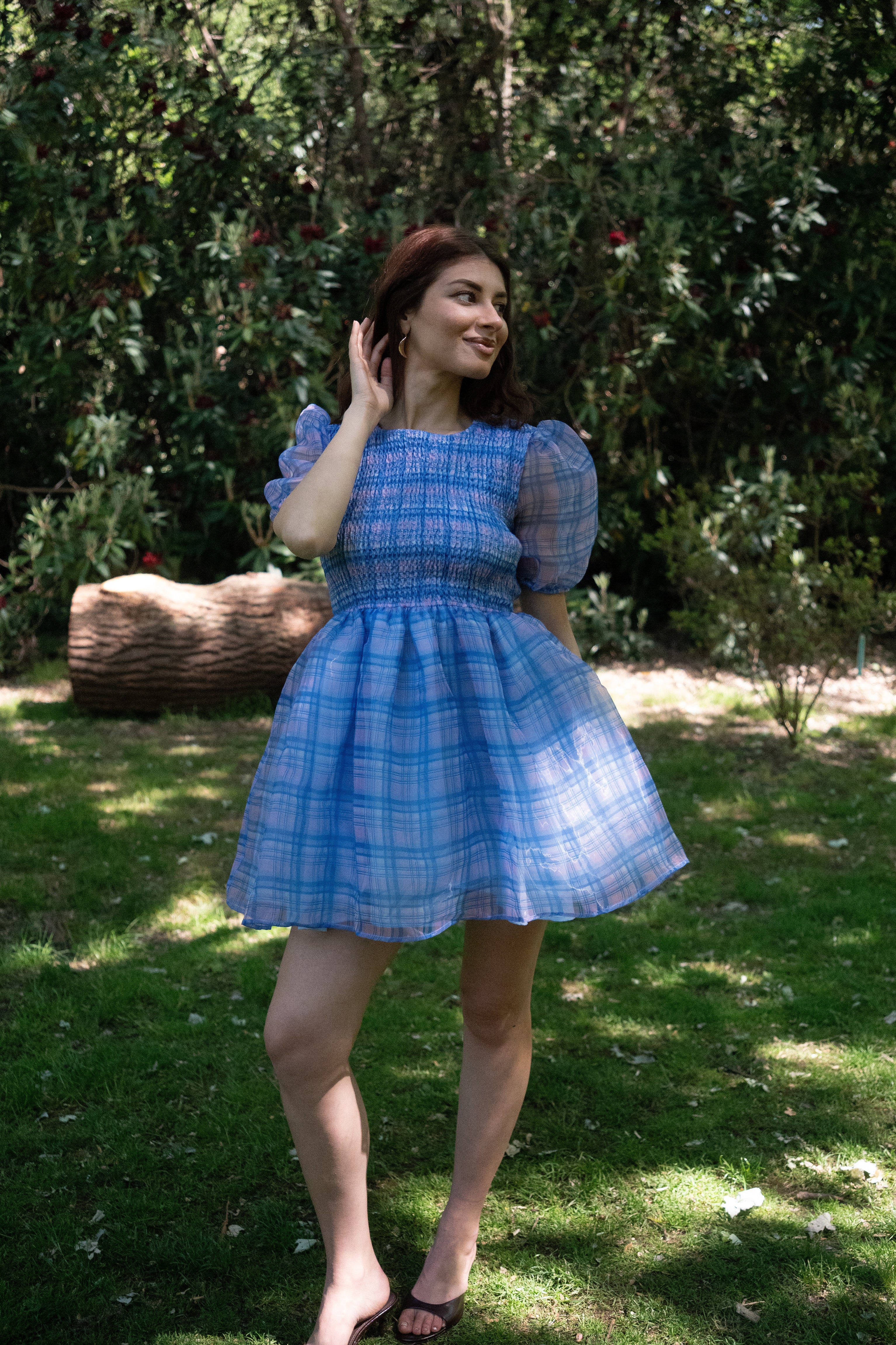 Purple Organza Mini Puffball Dress