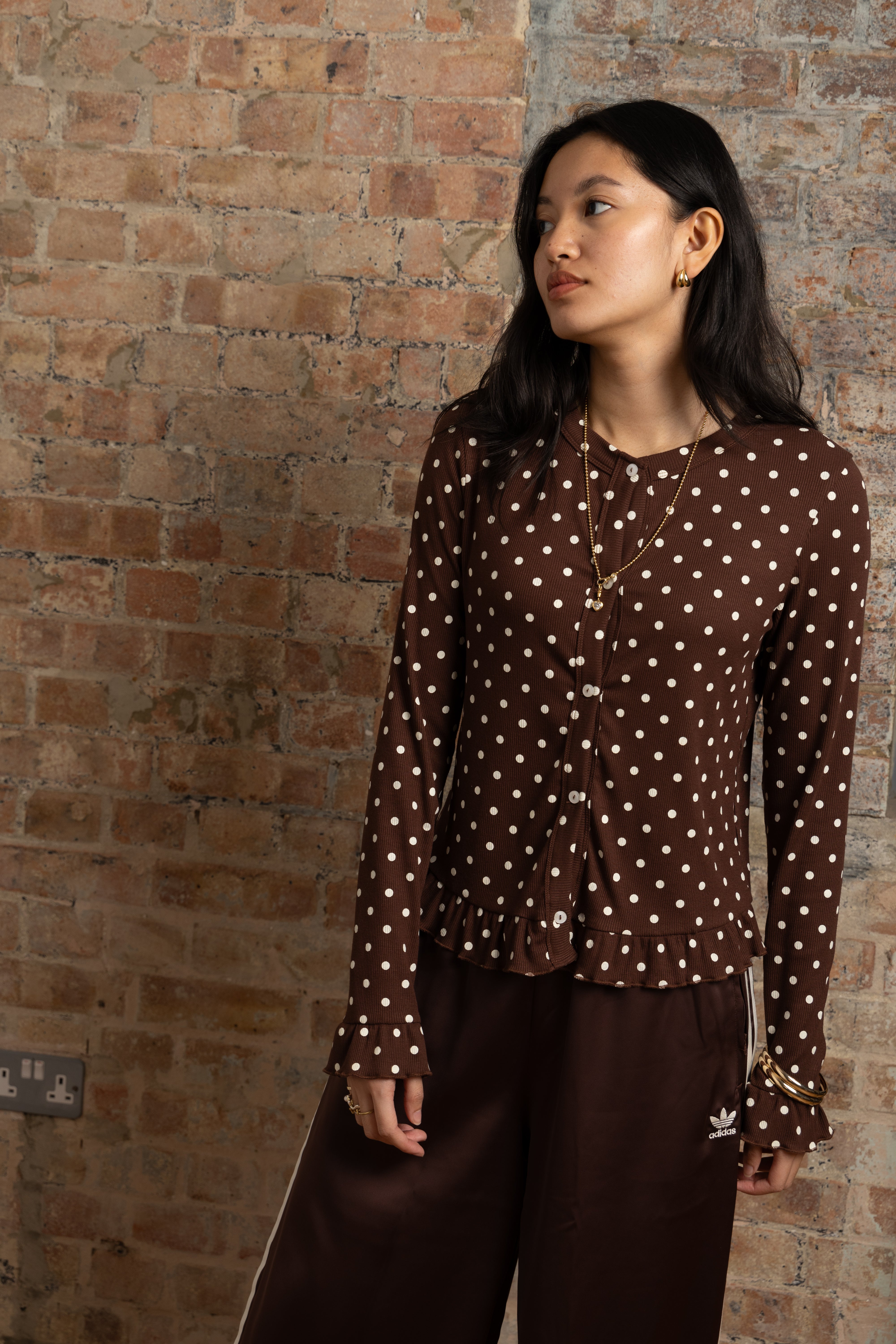 Edie Viscose Brown Polkadot Cardigan