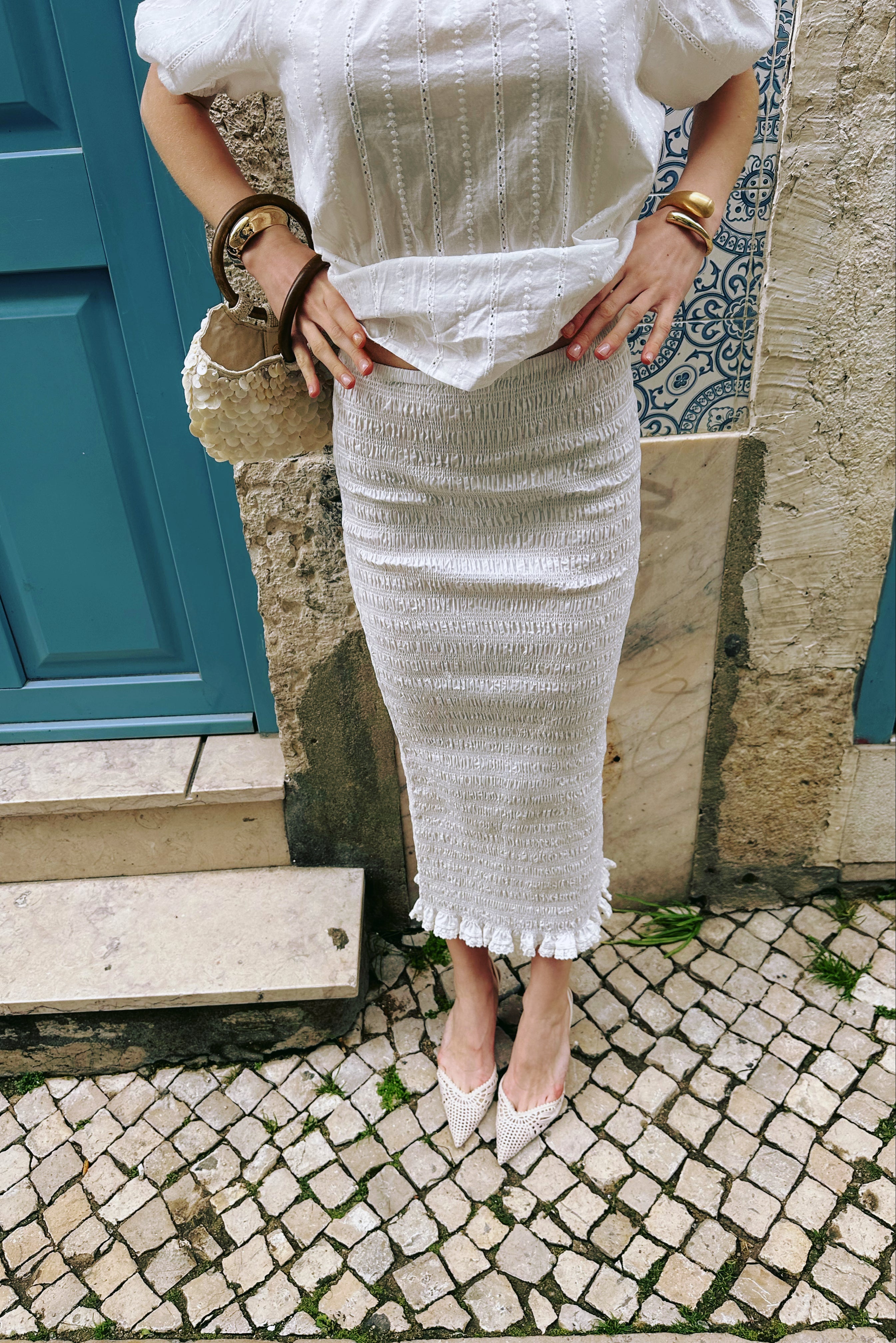 Chelsea Cotton Ivory Maxi Skirt