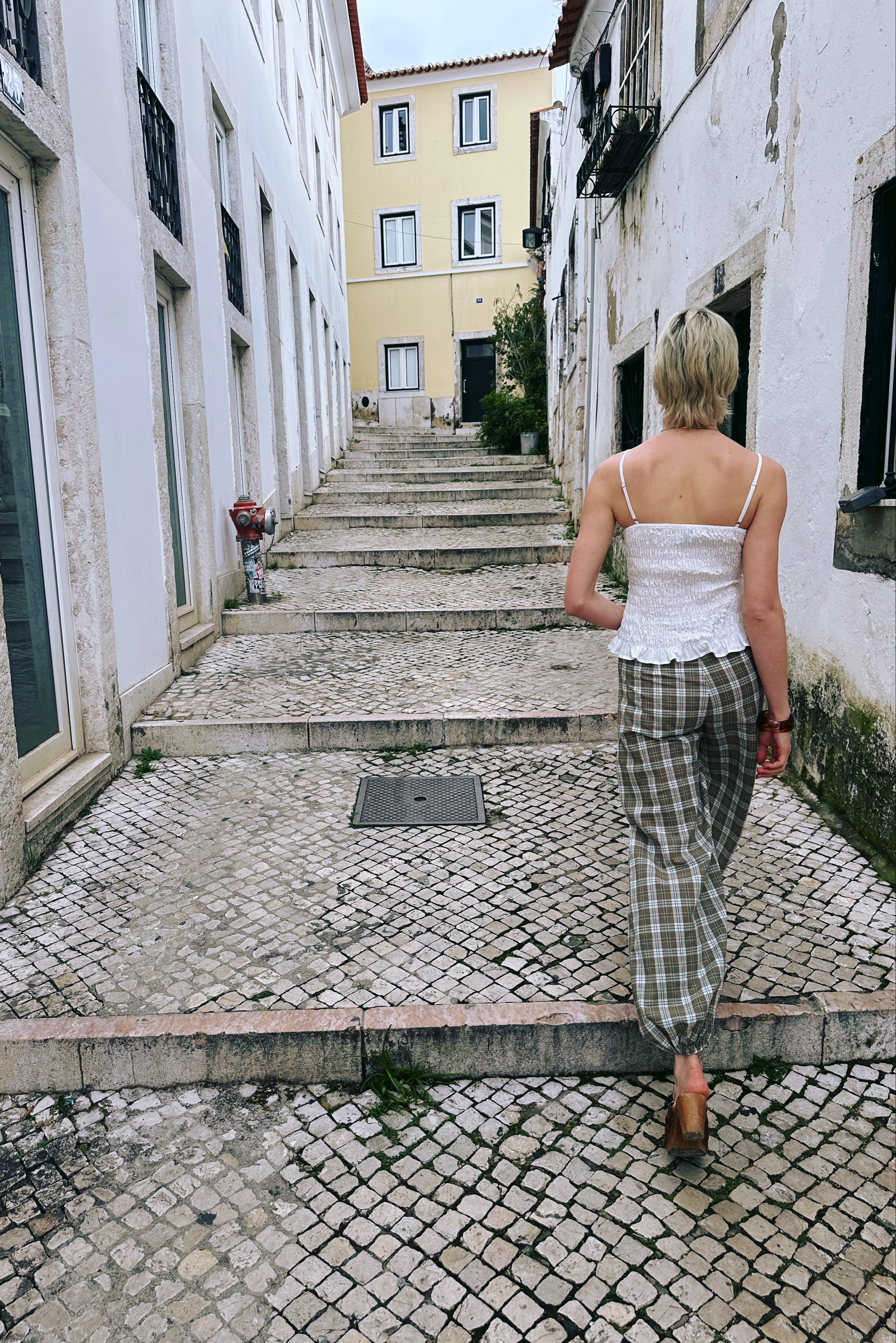 Esme Green Check Cotton Balloon Trousers