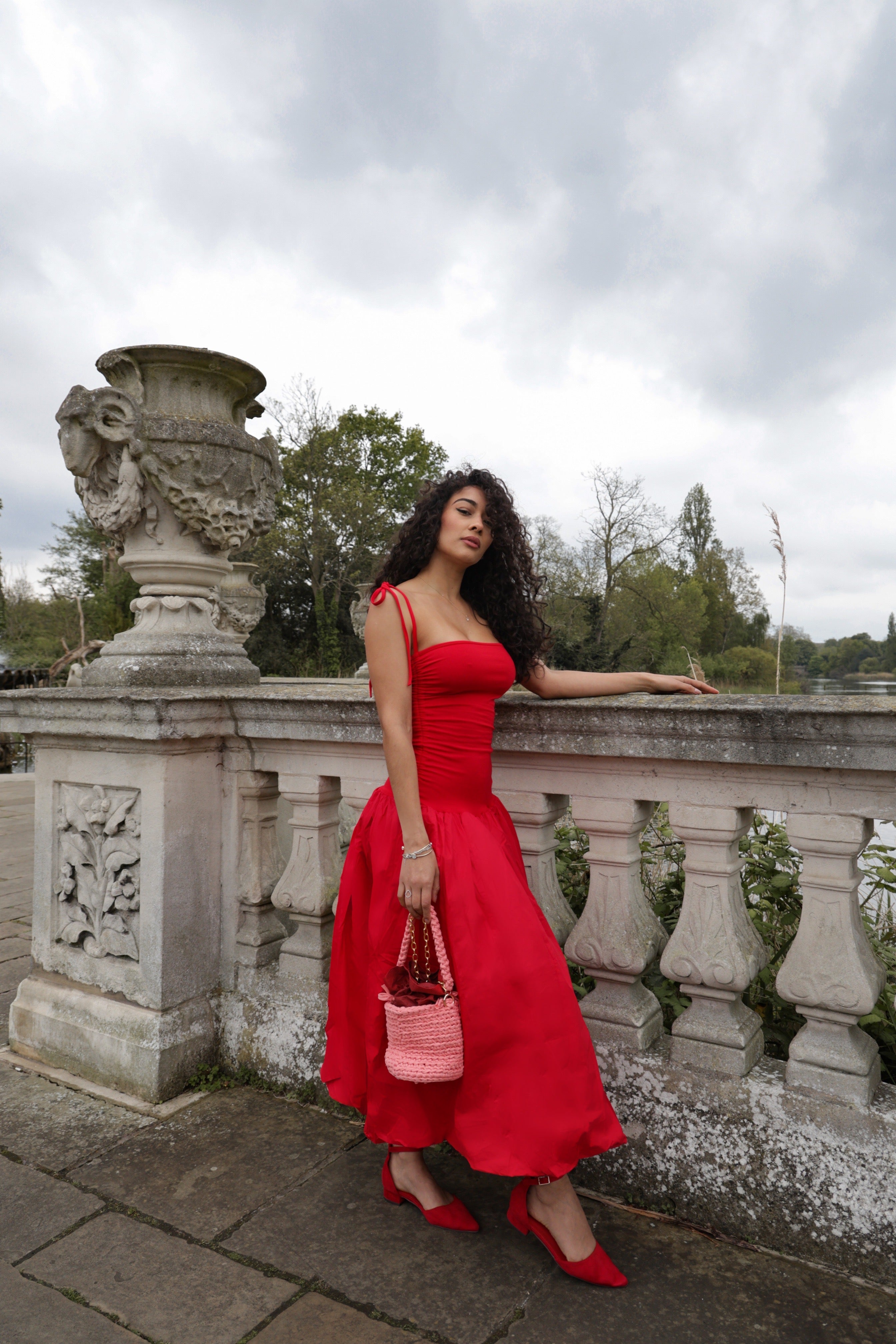 Alexa Cherry Red Puffball Dress