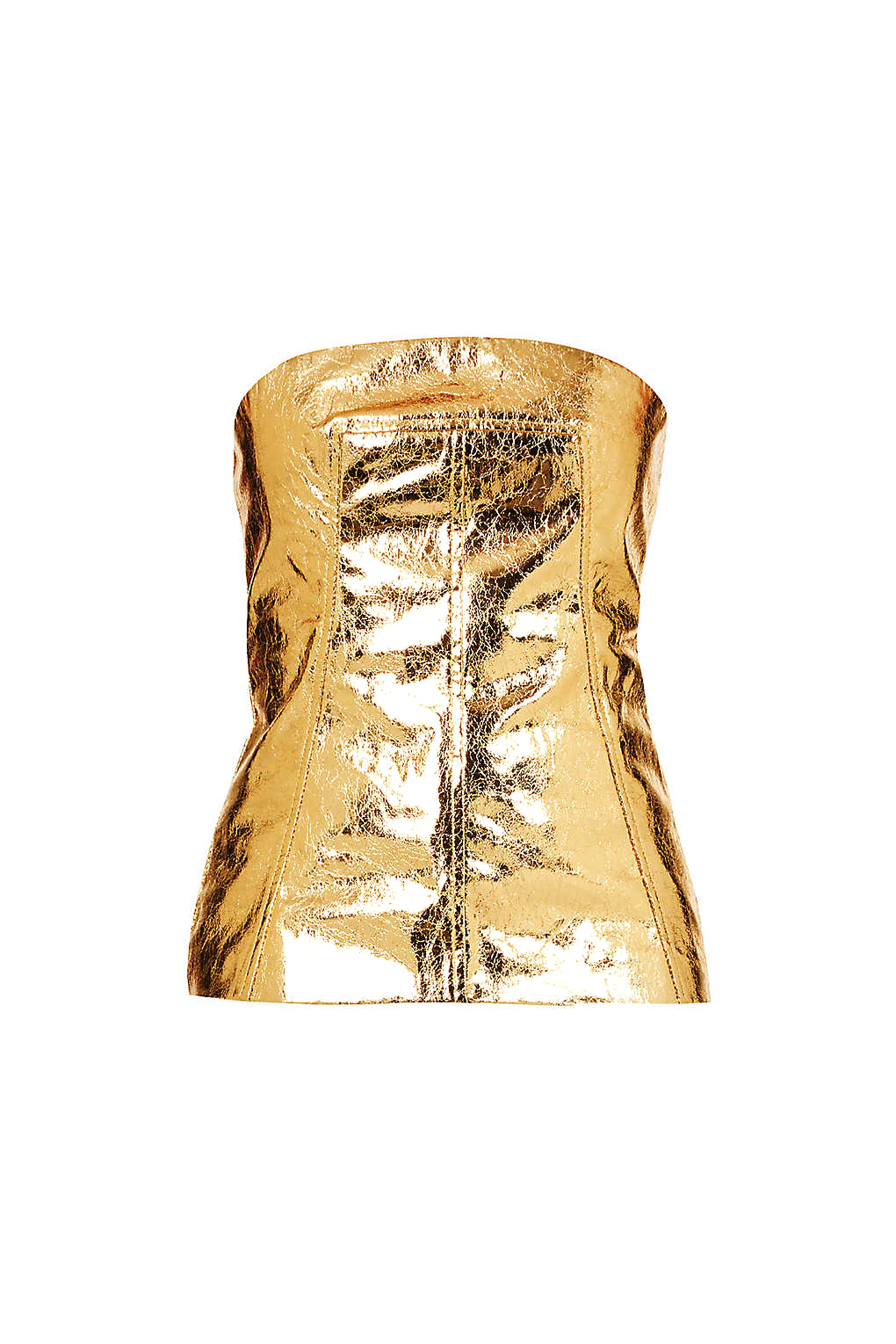 Johanna Gold Metallic Faux Leather Bandeau Corset Top | AmyLynn