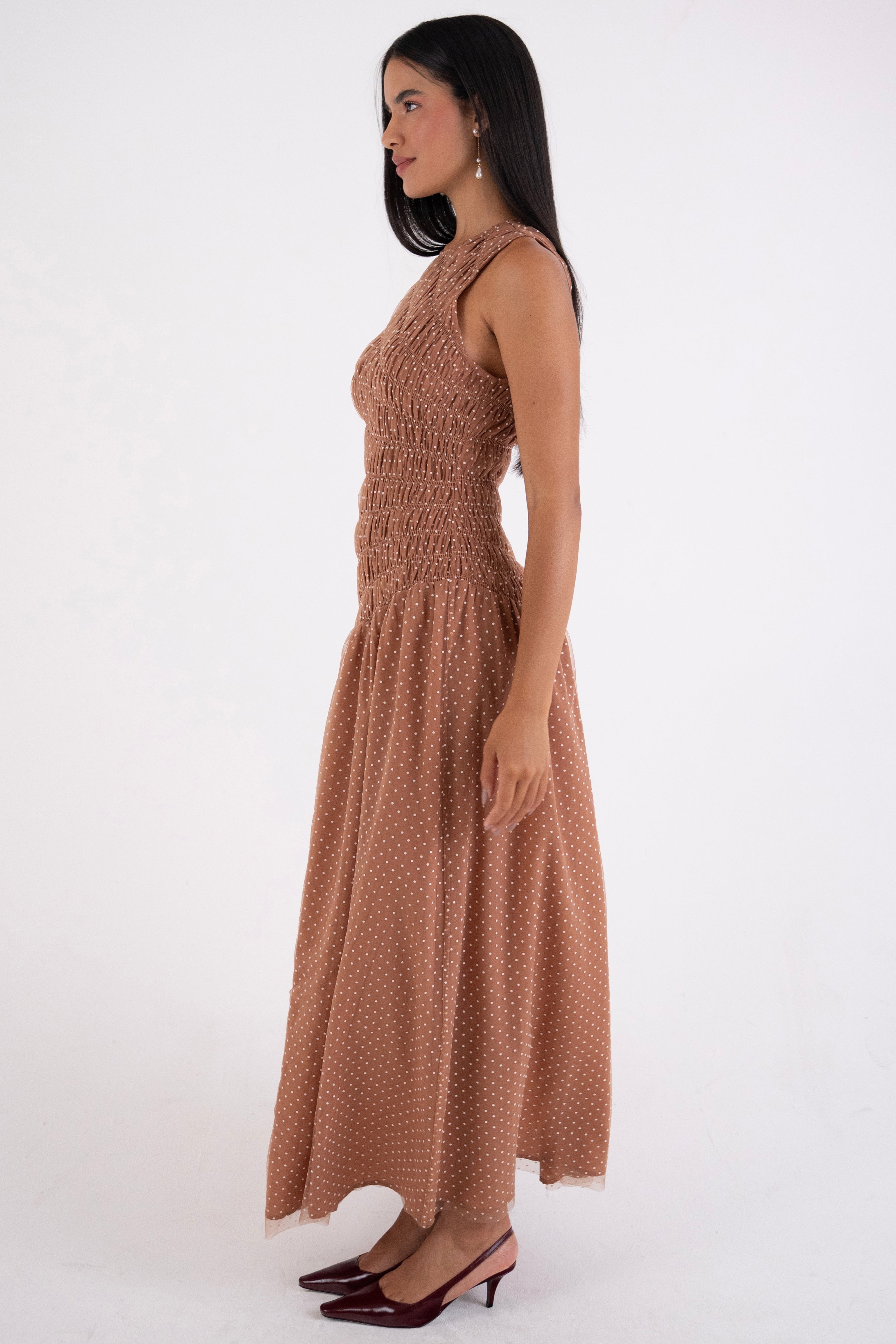 Julia Smocked Polka Dot Maxi Dress