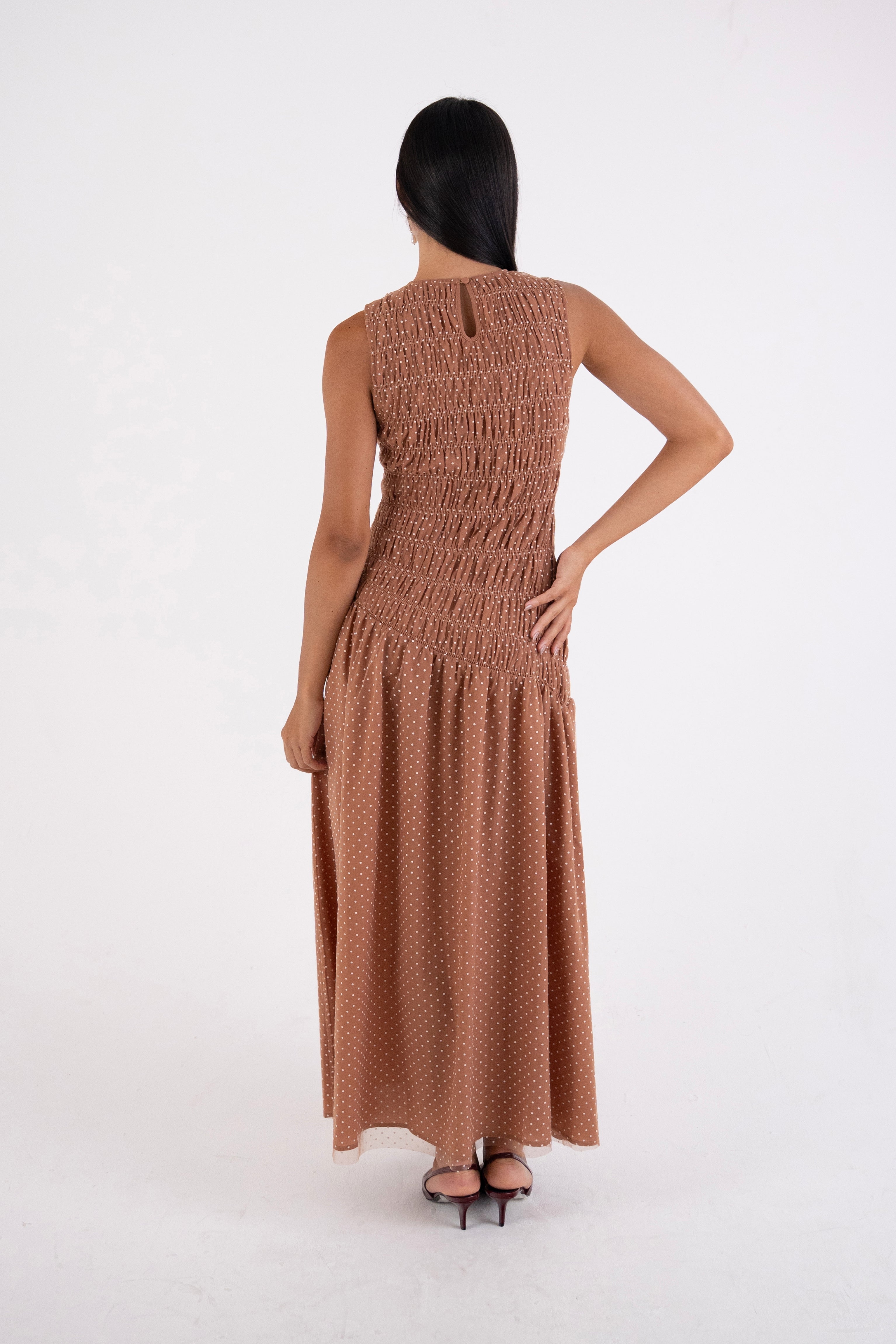 Julia Smocked Polka Dot Maxi Dress