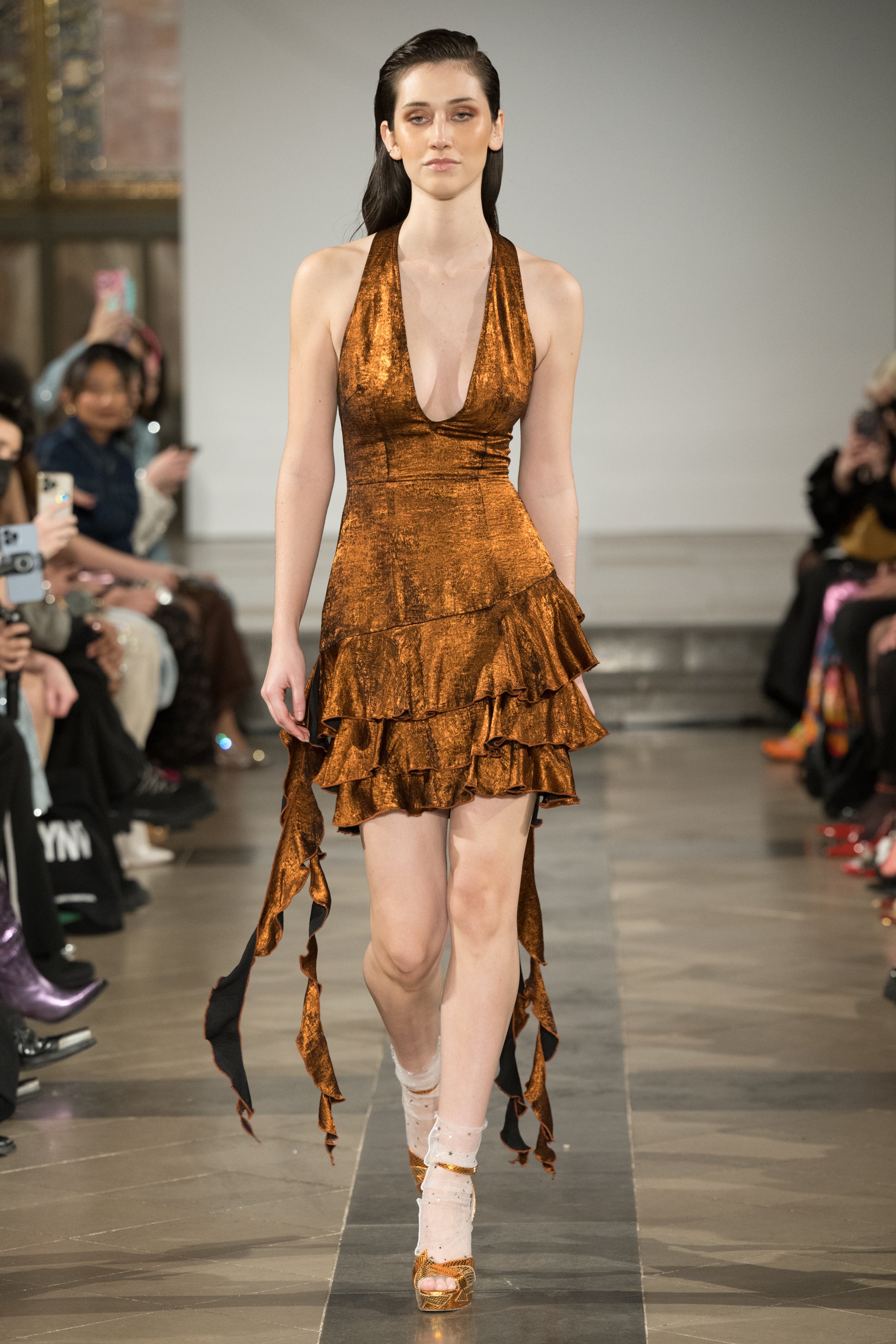 Becky Rust Ruffle Mini Dress